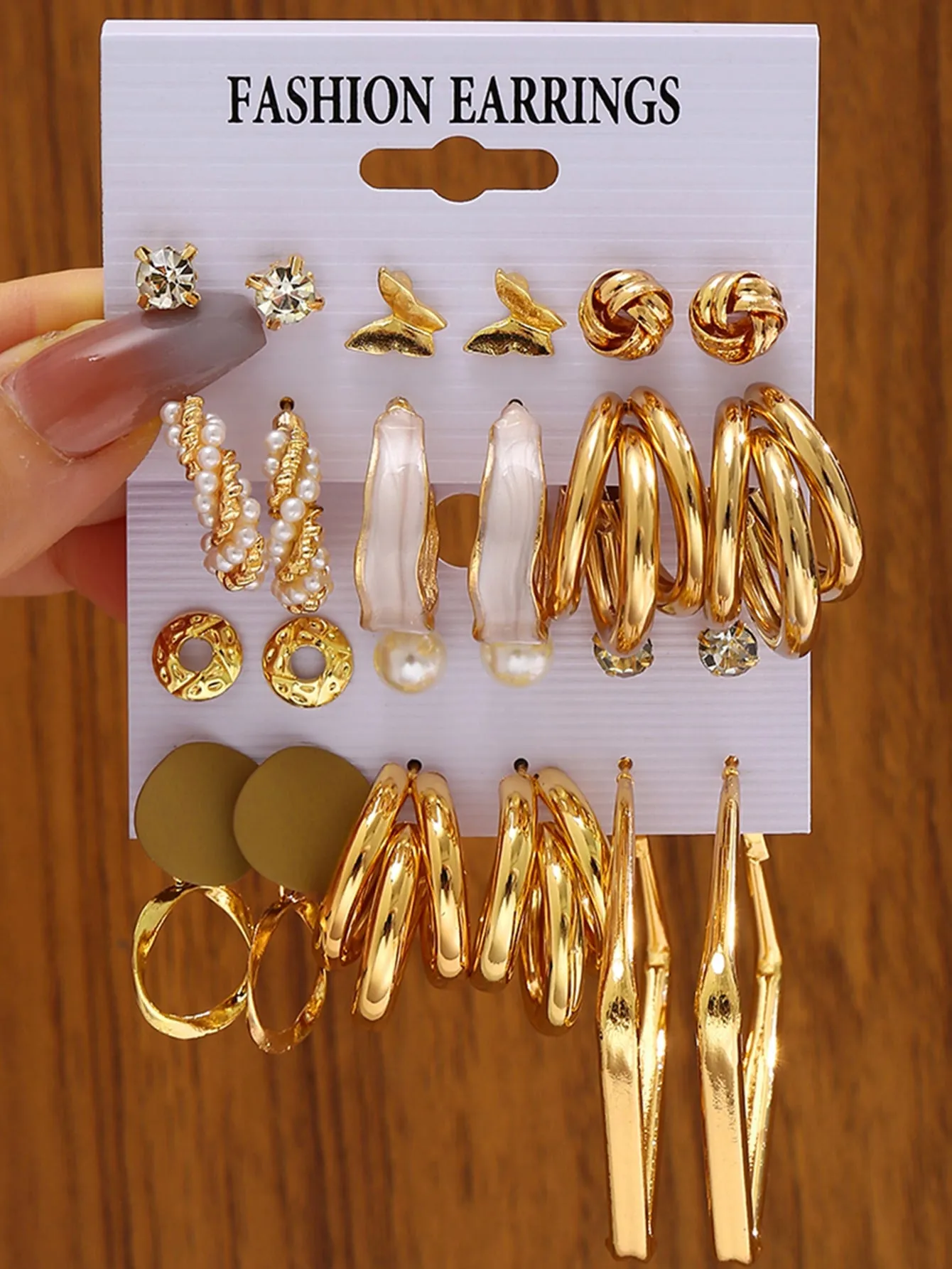 11pairs Faux Pearl Decor Earrings