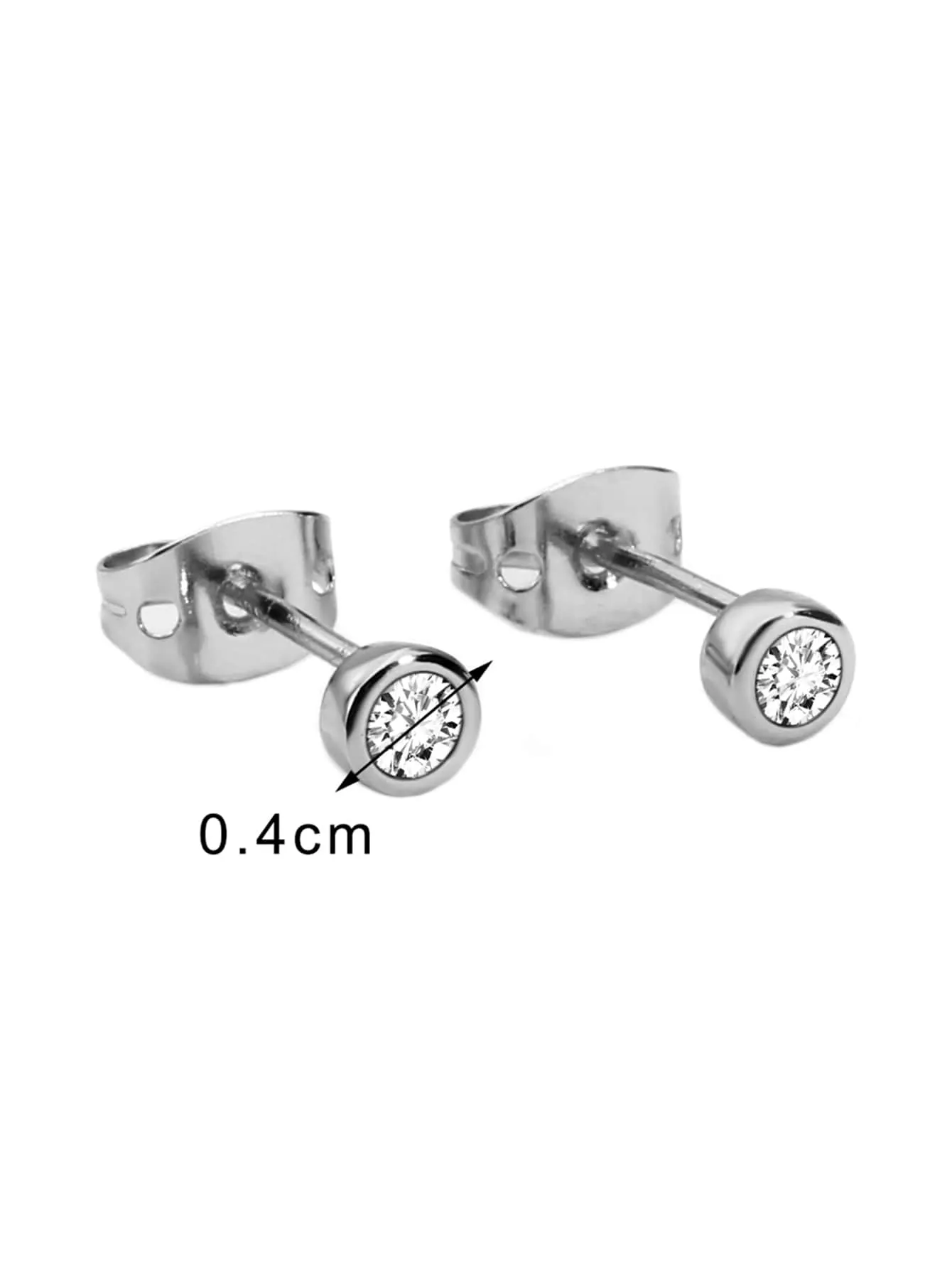 1pc Cubic Zirconia Detail Stud Earrings Copper Jewelry