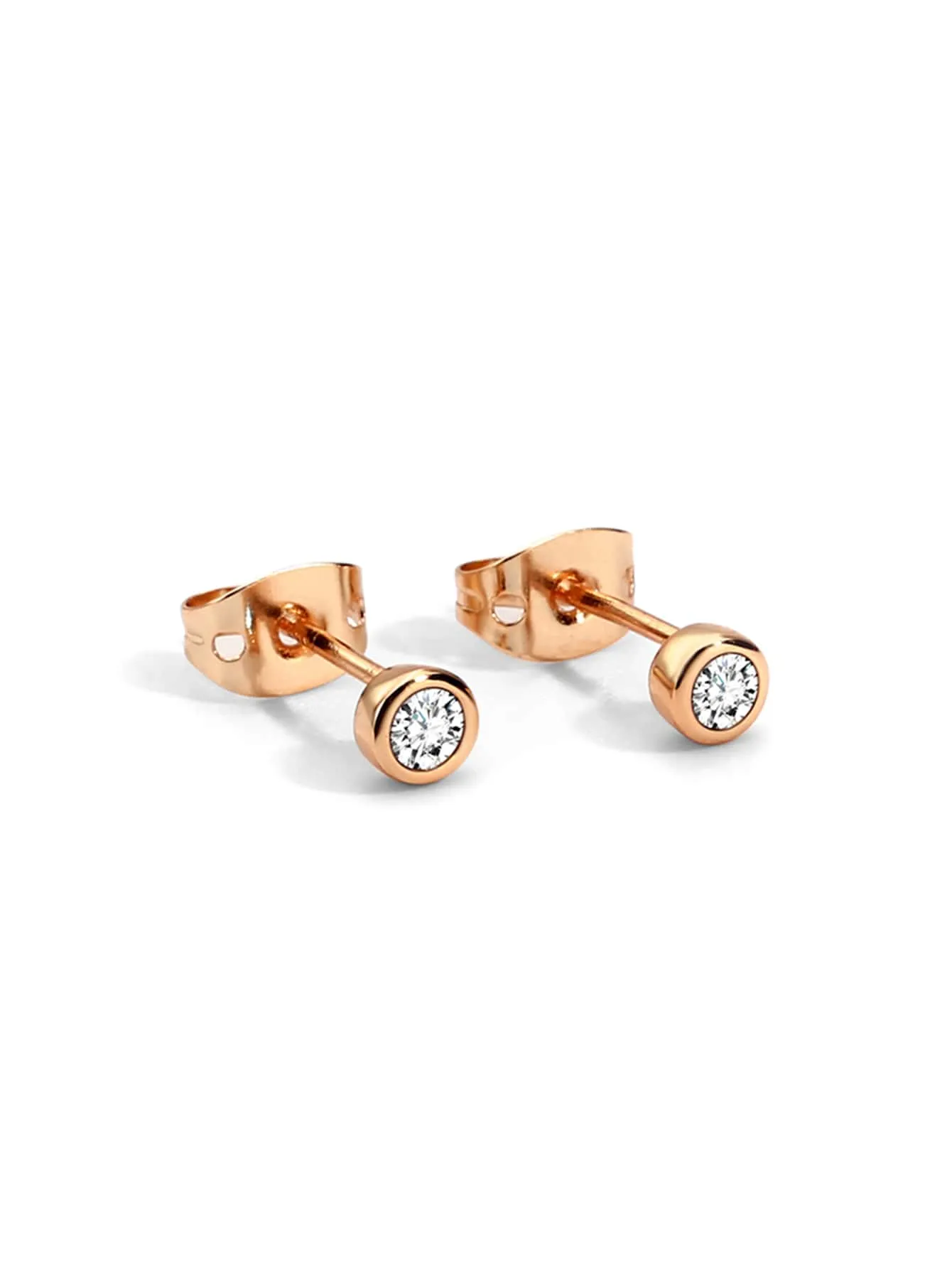 1pc Cubic Zirconia Detail Stud Earrings Copper Jewelry