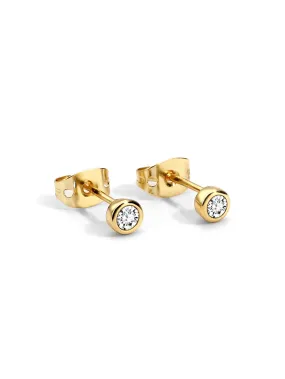 1pc Cubic Zirconia Detail Stud Earrings Copper Jewelry