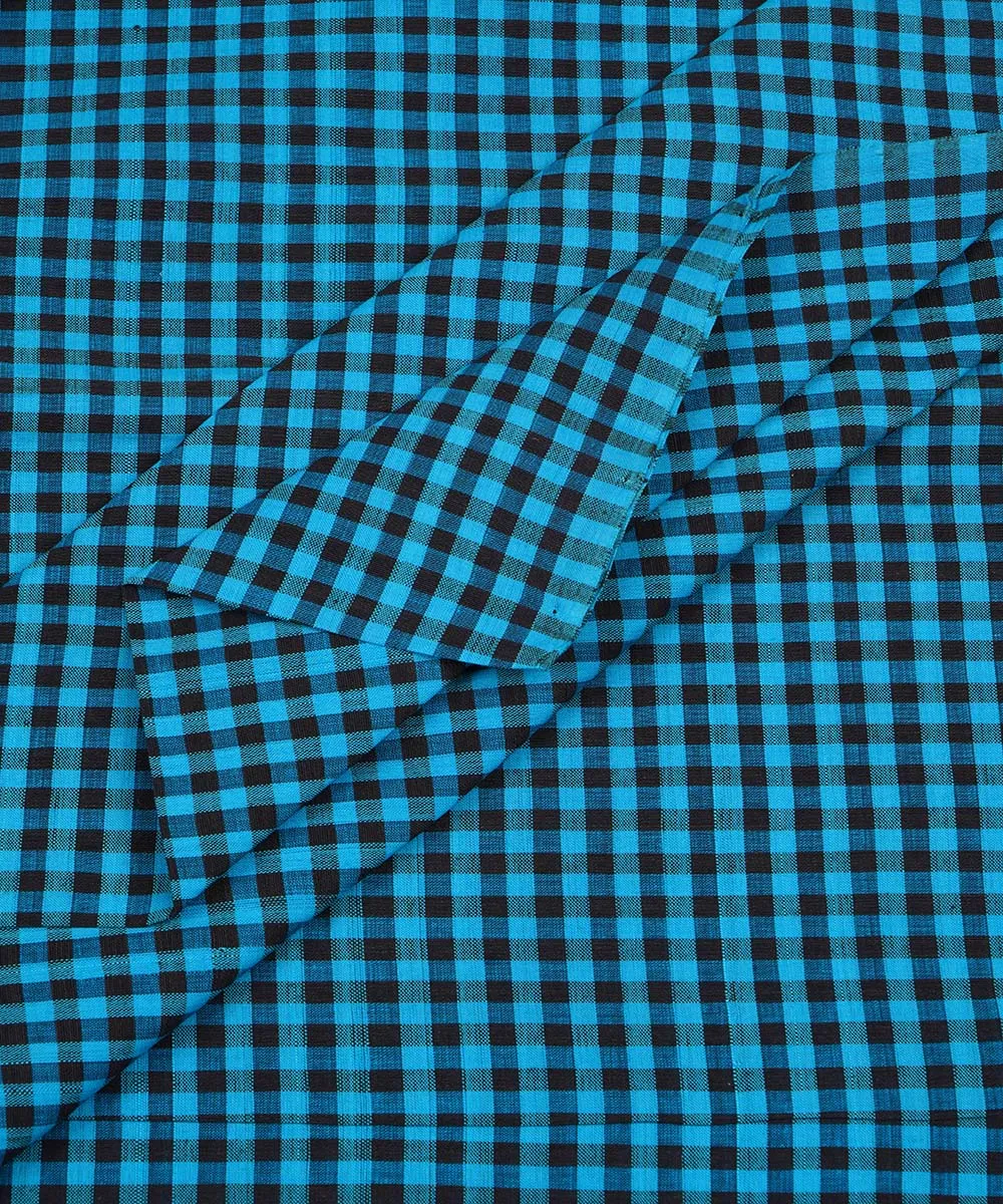 2.5m Blue handwoven checks cotton mangalgiri kurta material