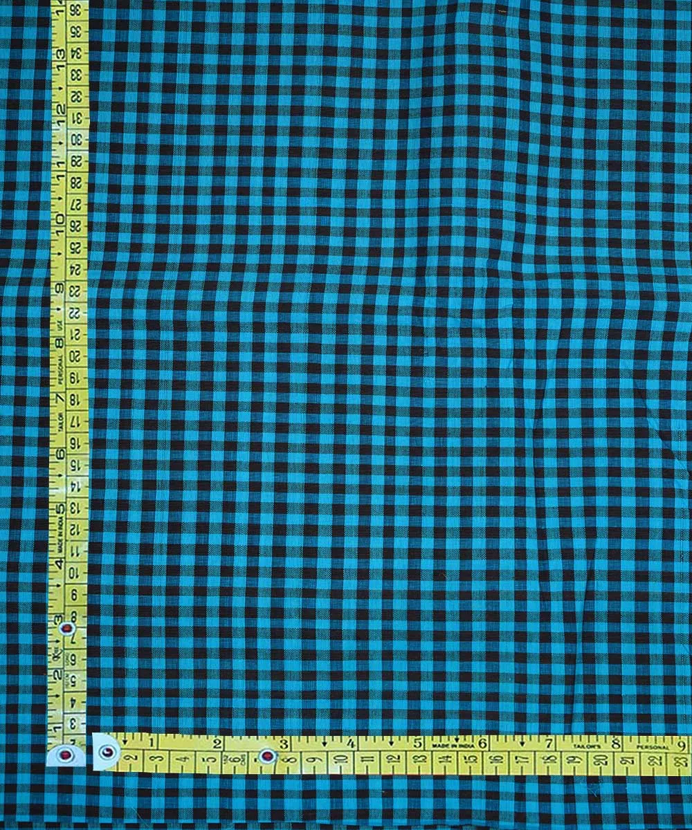 2.5m Blue handwoven checks cotton mangalgiri kurta material