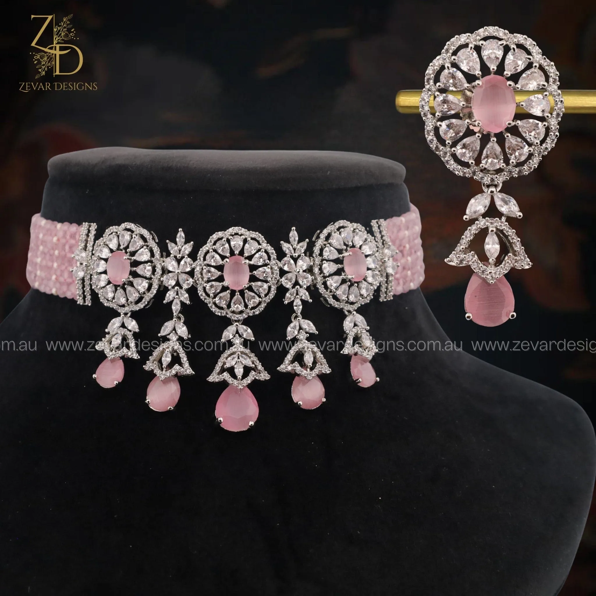 AD Choker set with Pink Drops