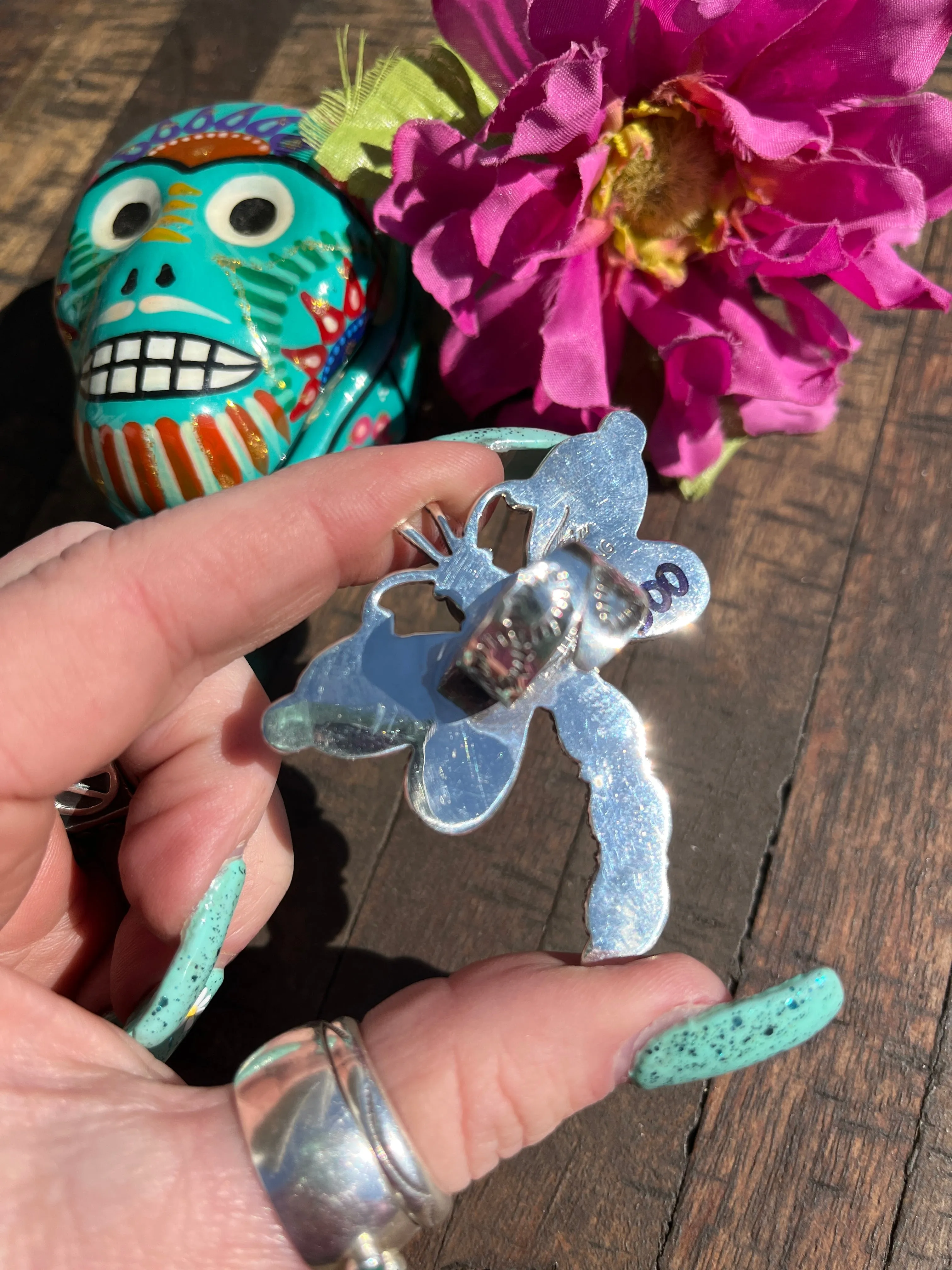 Adjustable "Cotton Candy" and Turquoise Dragonfly Ring #3