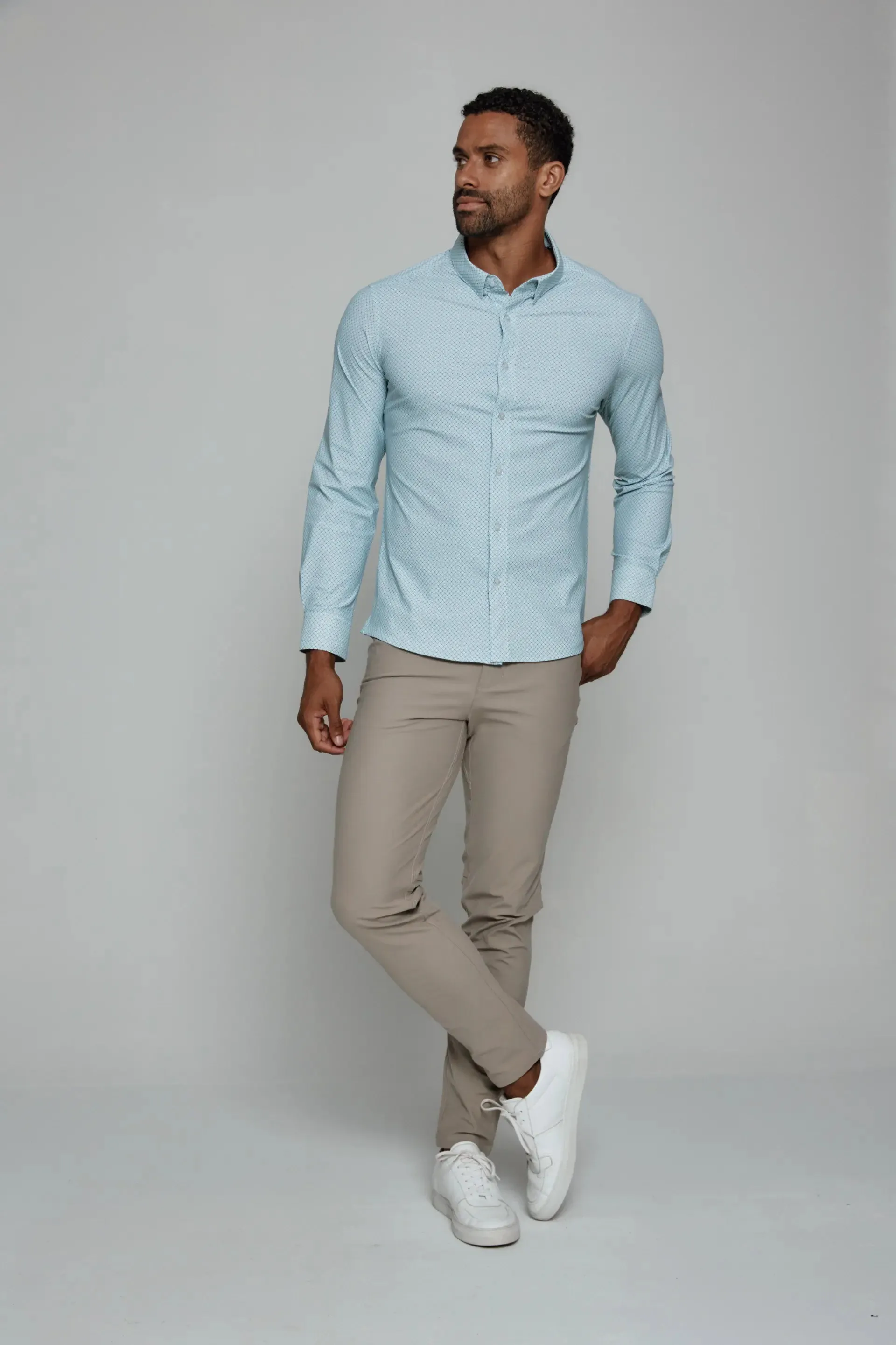 Affleck Long Sleeve Shirt | Seafoam