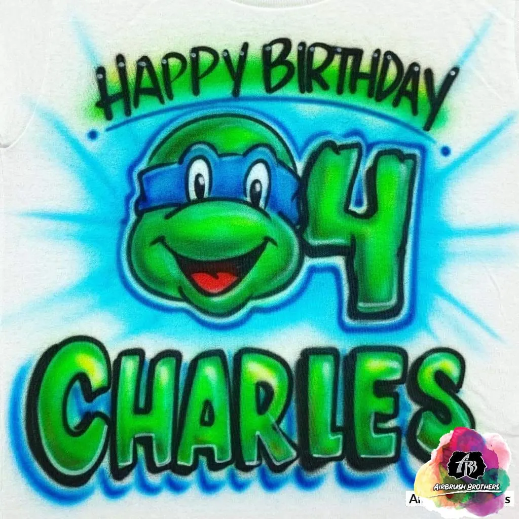 Airbrush Ninja Turtle Birthday Shirt Design