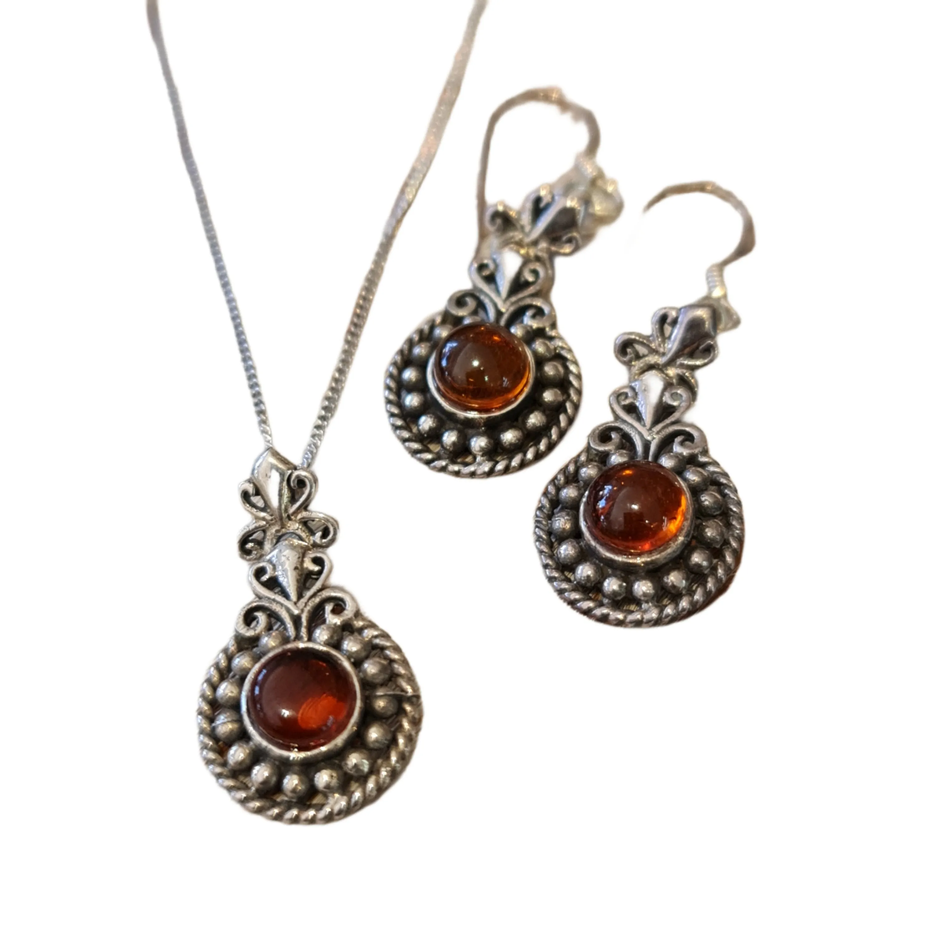 Amber oxidised silver Set