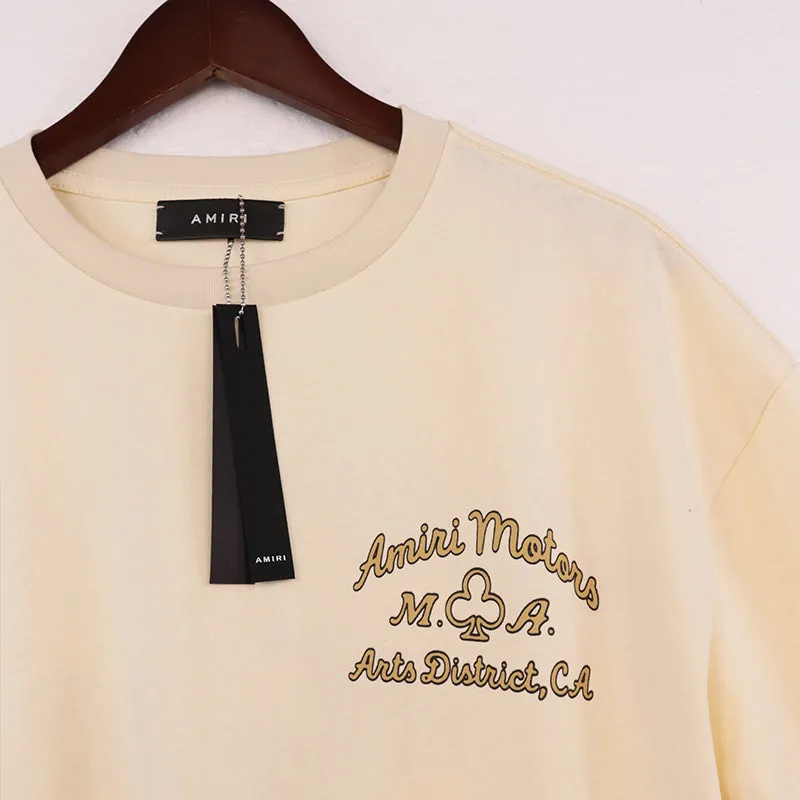 AMIRI  Cotton Motors T-Shirt Beige