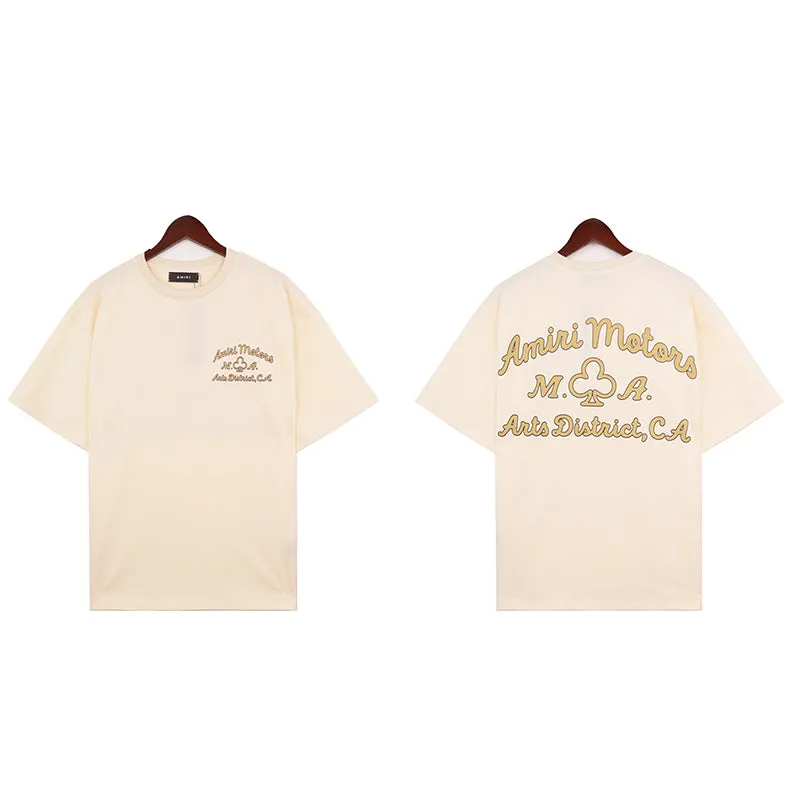 AMIRI  Cotton Motors T-Shirt Beige