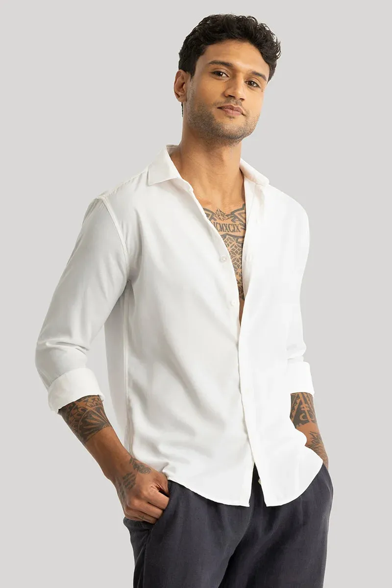 Anselmo White Self-Design Shirt