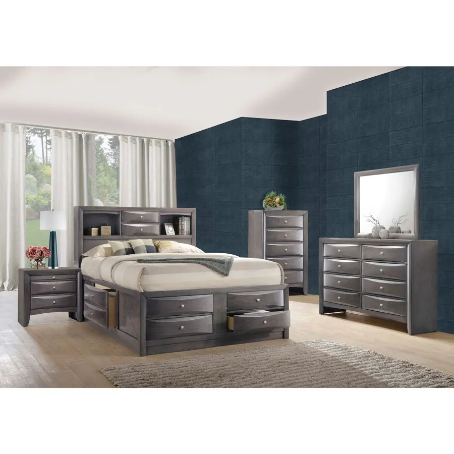 Ardal Gray 4pc Bedroom Set with Storage King Bed