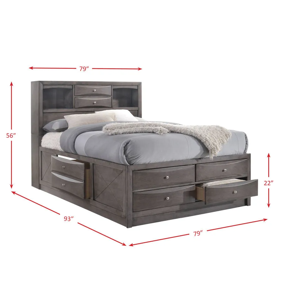 Ardal Gray 4pc Bedroom Set with Storage King Bed