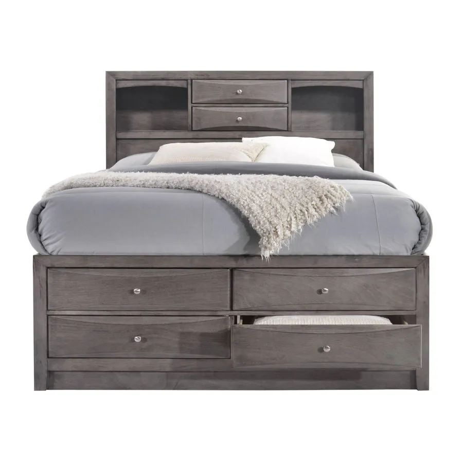 Ardal Gray 4pc Bedroom Set with Storage King Bed