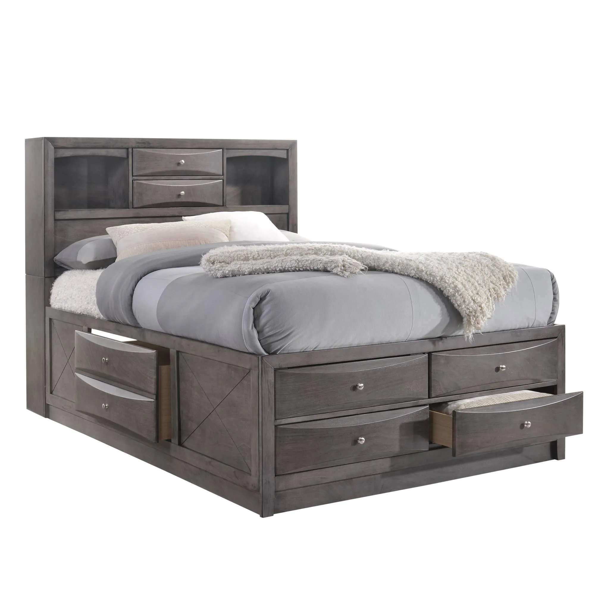 Ardal Gray 4pc Bedroom Set with Storage King Bed