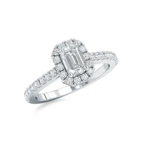 AUTRE - 14k White Gold 1.00ct Lab Grown Emerald Cut Diamond Engagement Ring