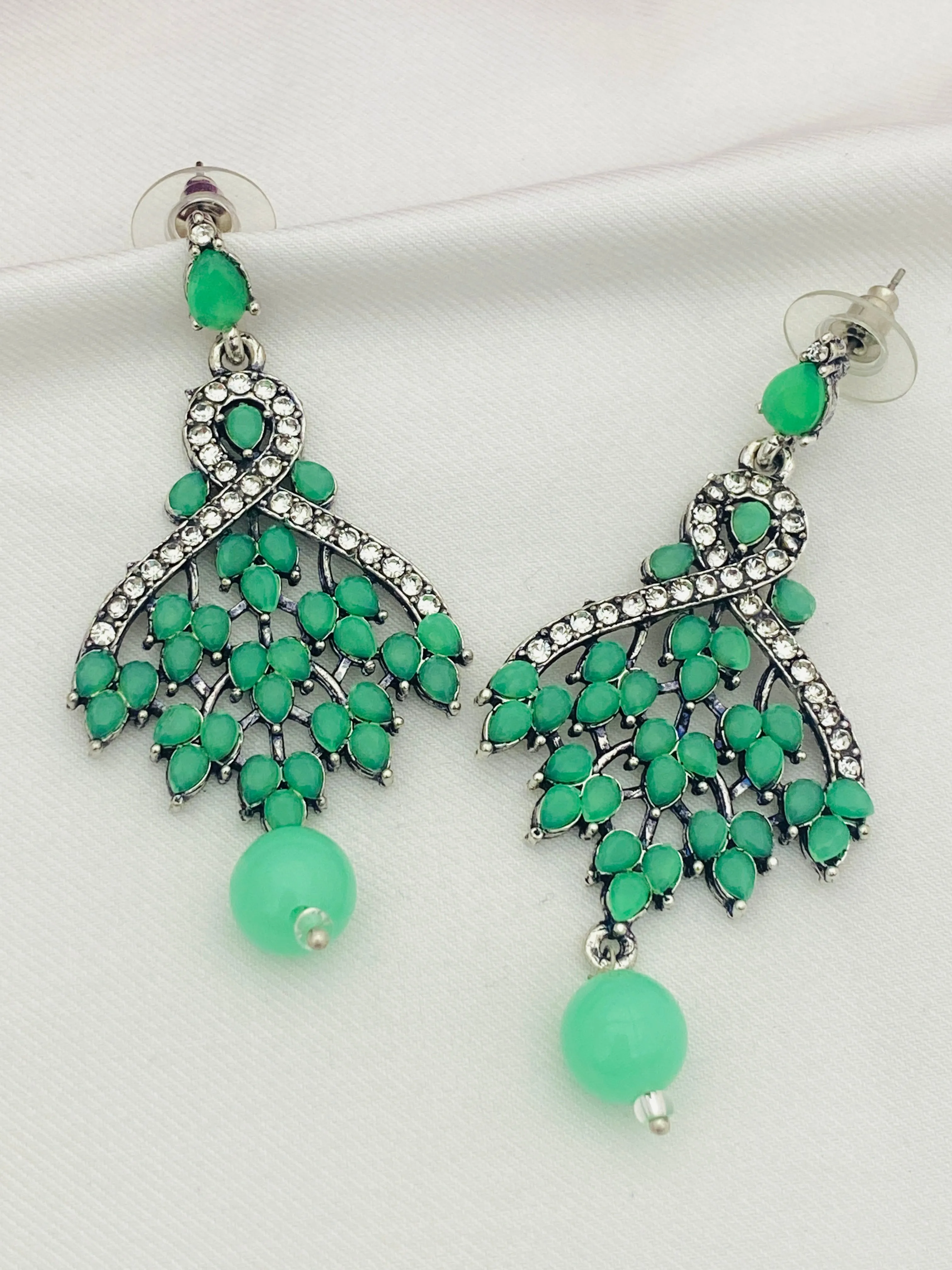 Beautiful Oxidized Shining Stone Earrings For Women