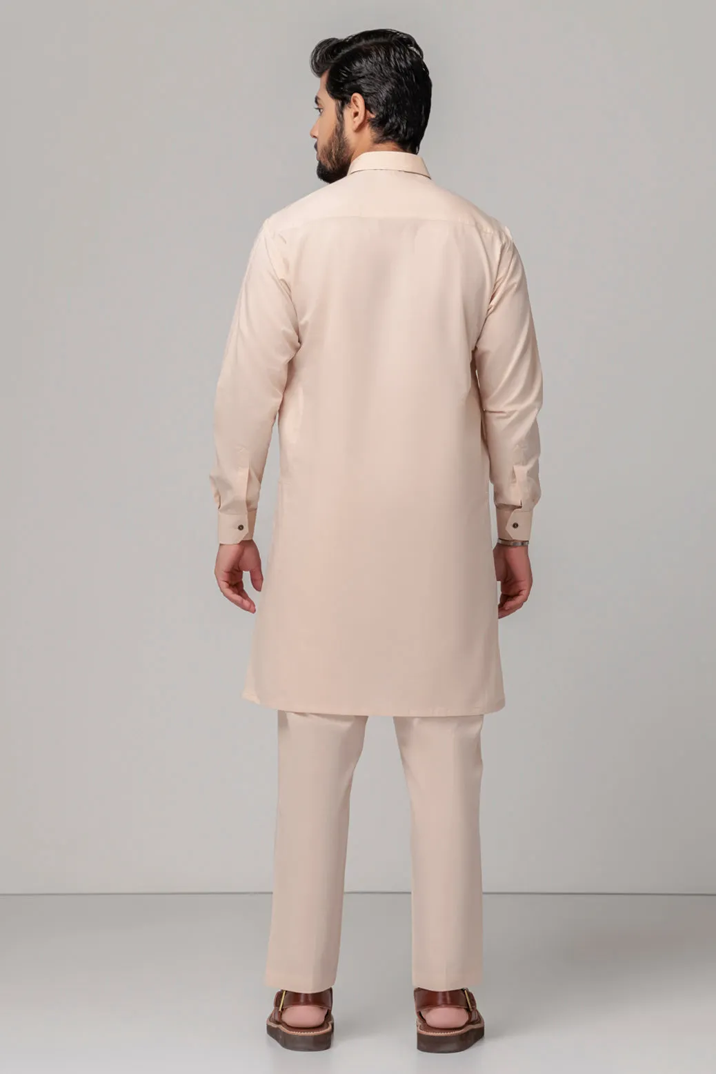 BEIGE-COTTON-KURTA PAJAMA TROUSER (KSS23-010)