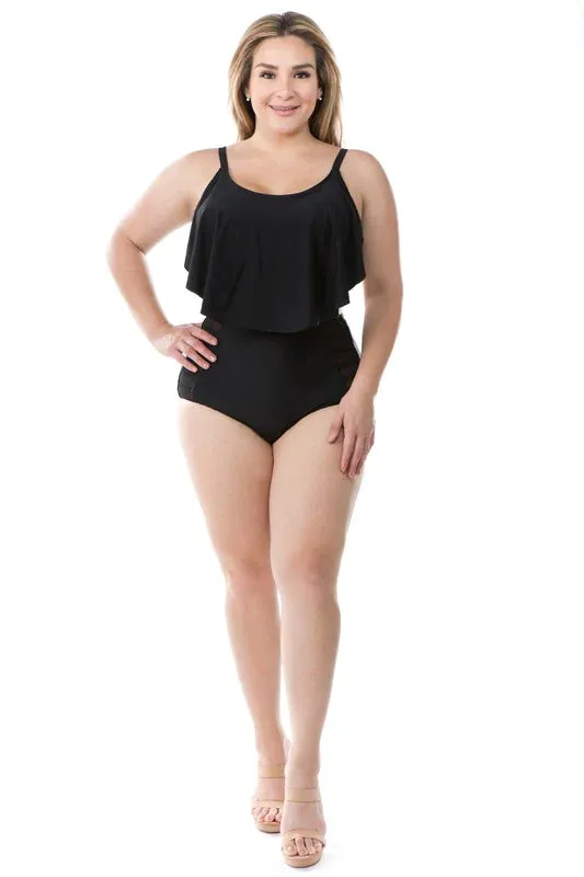 Black Flounce Swim Set