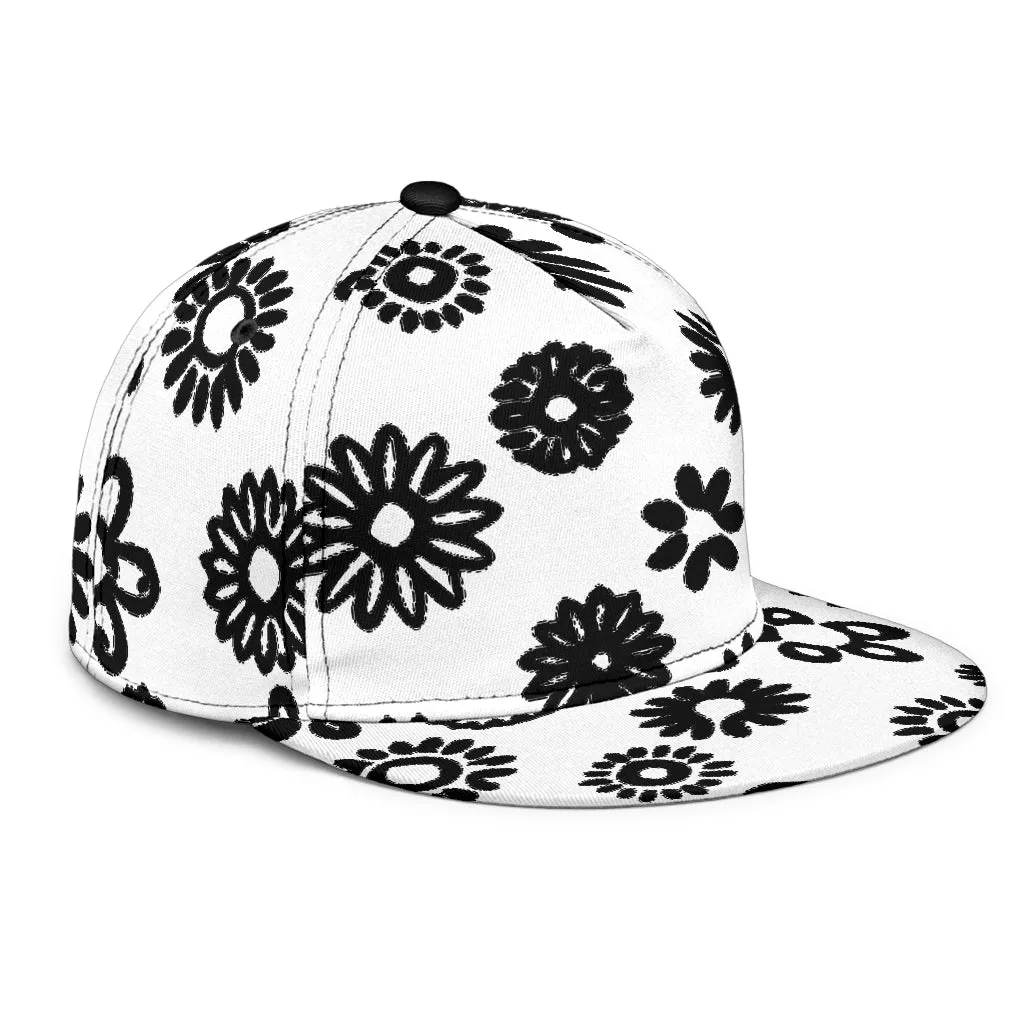 Black Flowers Snapback Hat