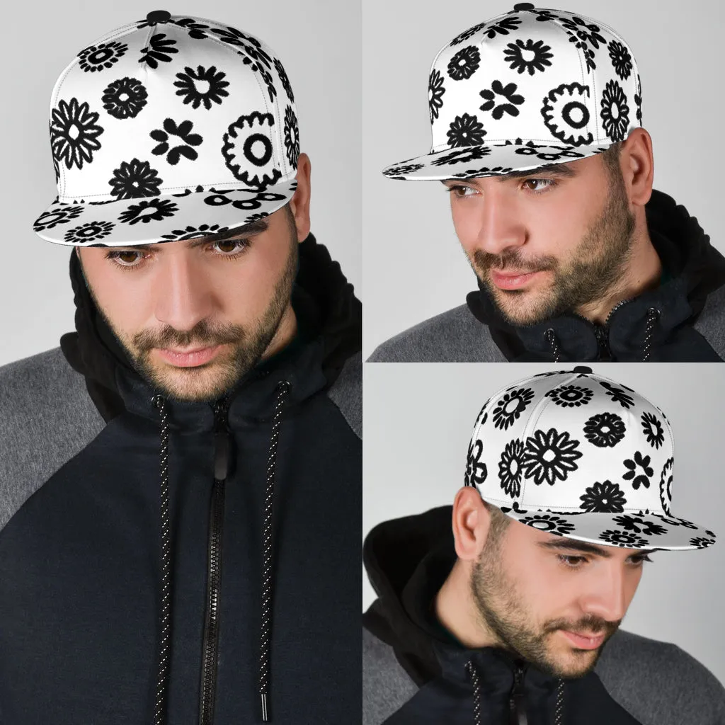 Black Flowers Snapback Hat