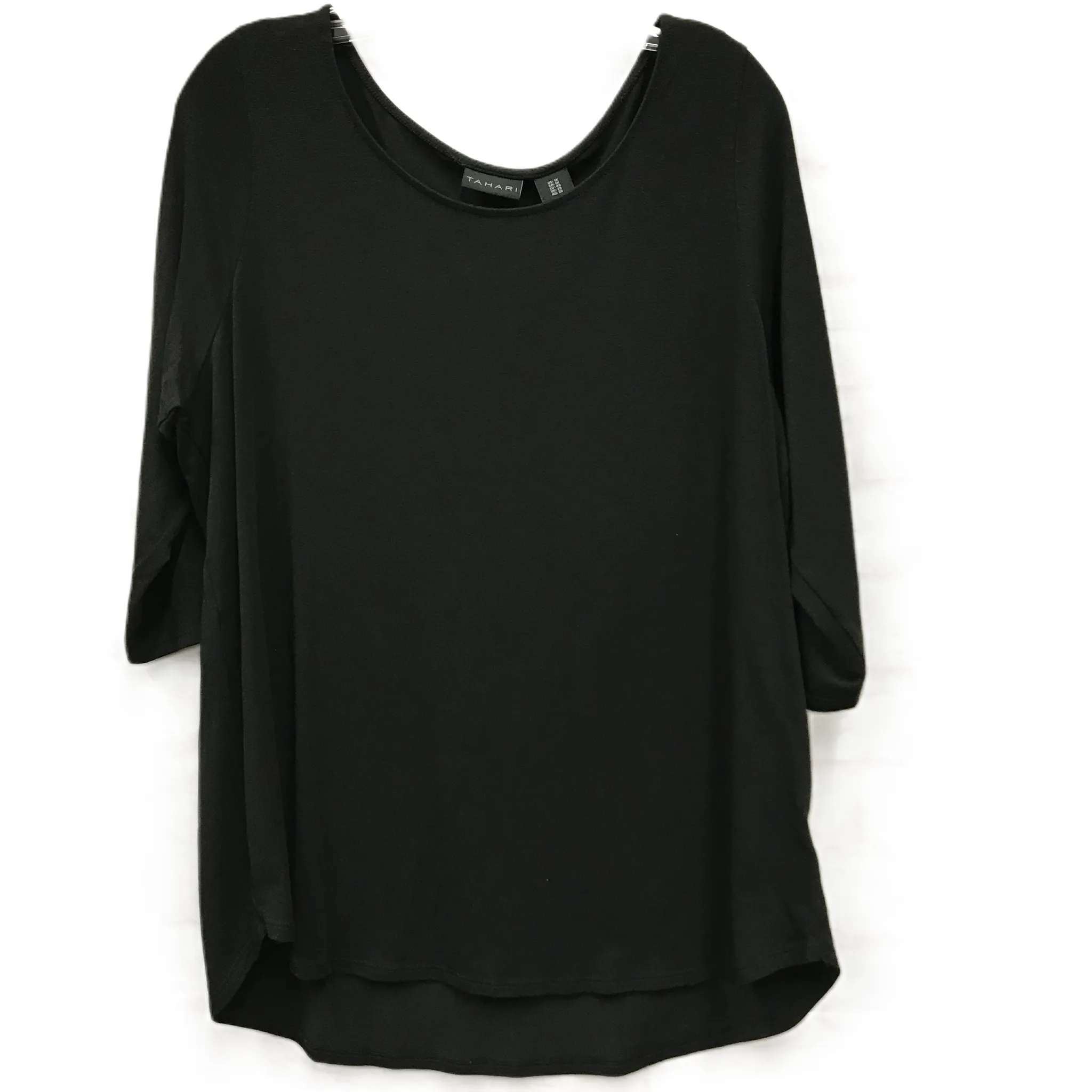 Black Top 3/4 Sleeve By Tahari By Arthur Levine, Size: 1x