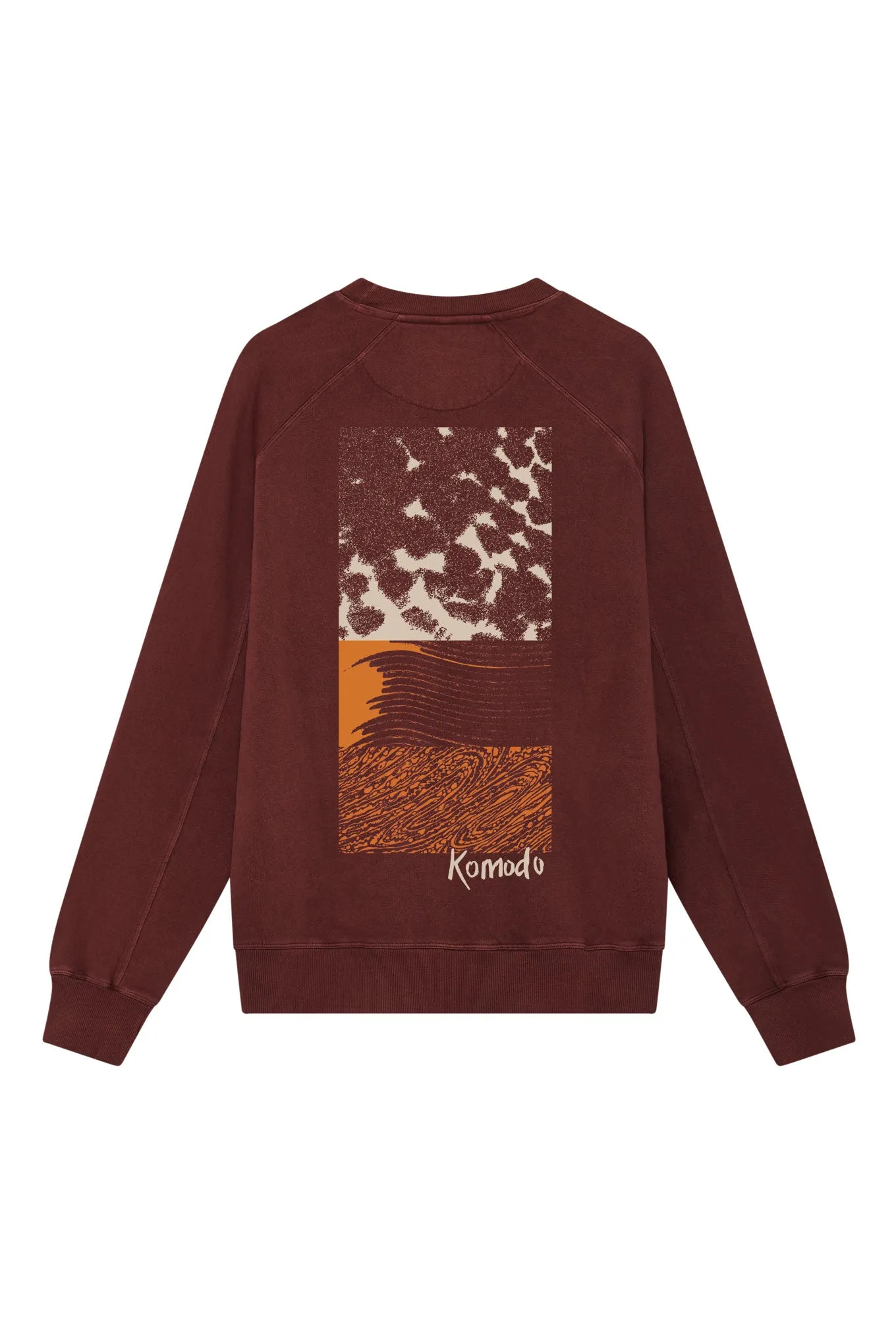 BLOCK TEXTURE - Organic Cotton Back Print Sweat Walnut