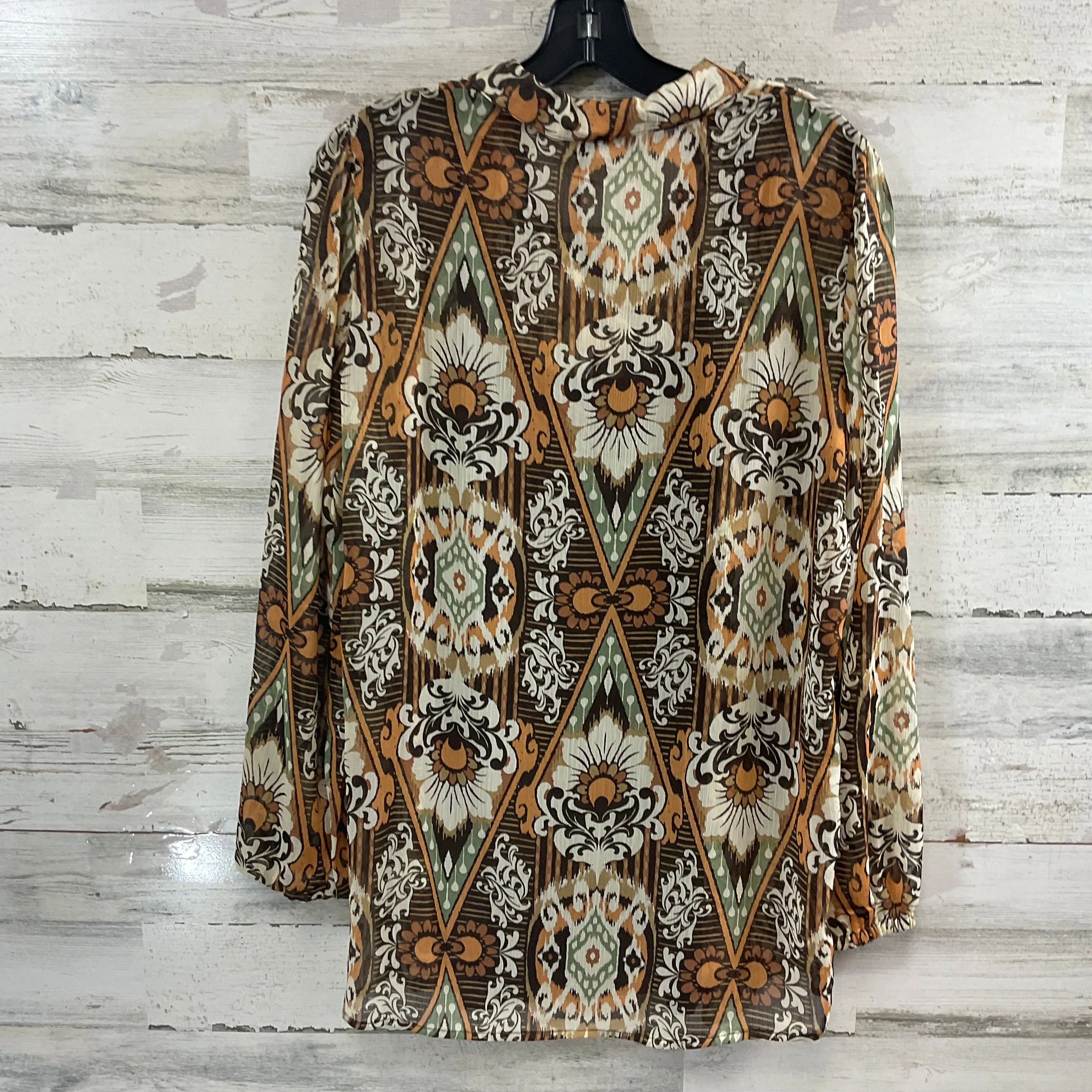 Blouse Long Sleeve By Yest In Brown, Size: S