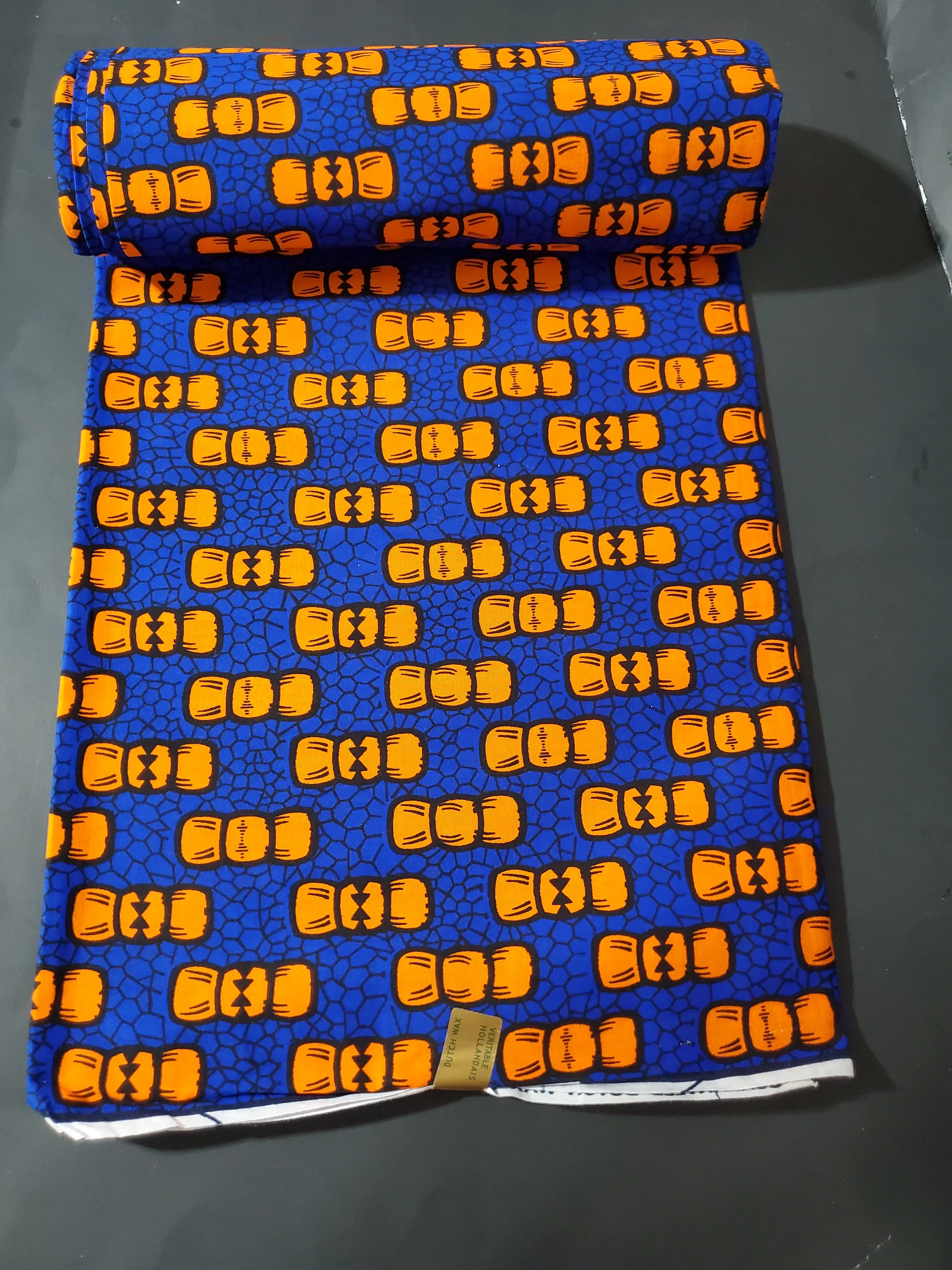 Blue and Orange Multicolor African Ankara Fabric