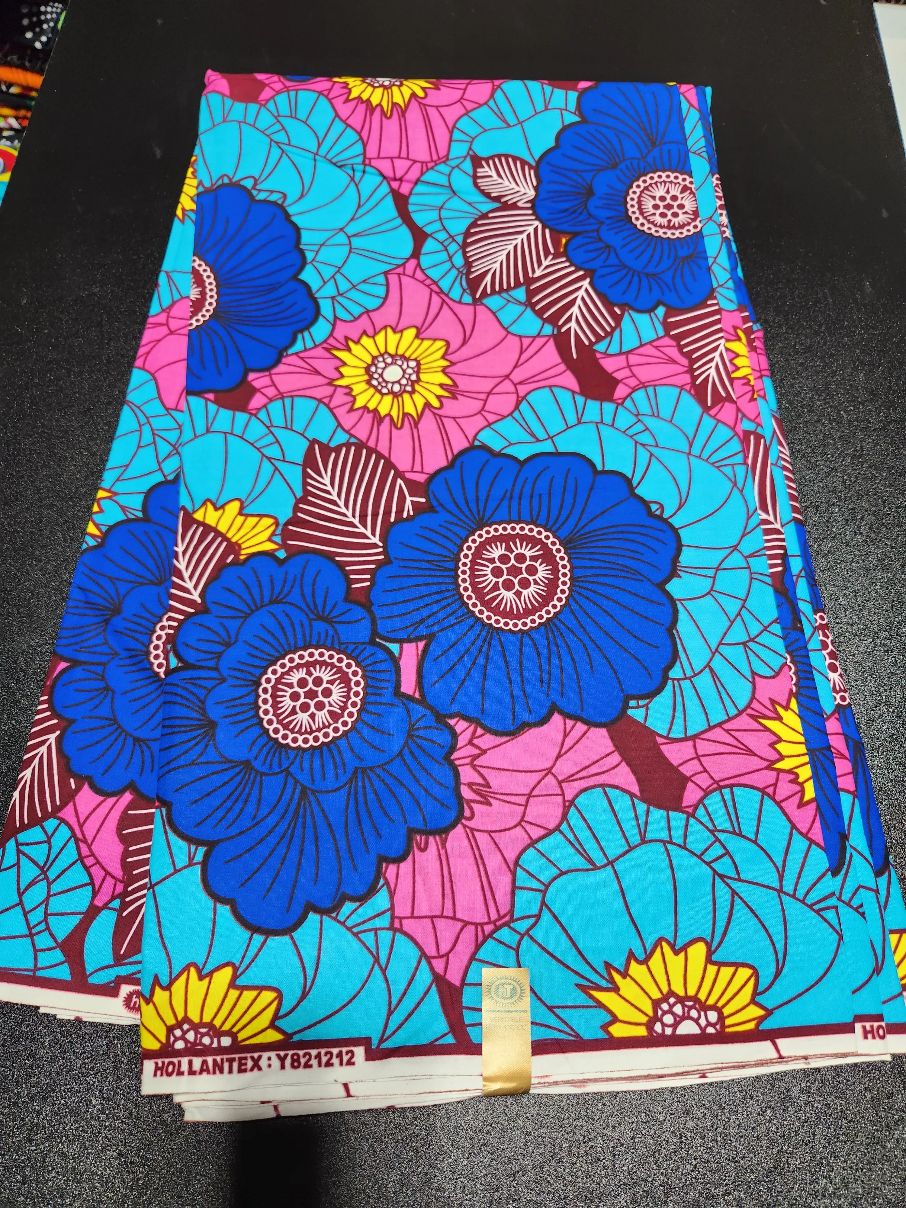 Blue and Pink Ankara Print Fabric