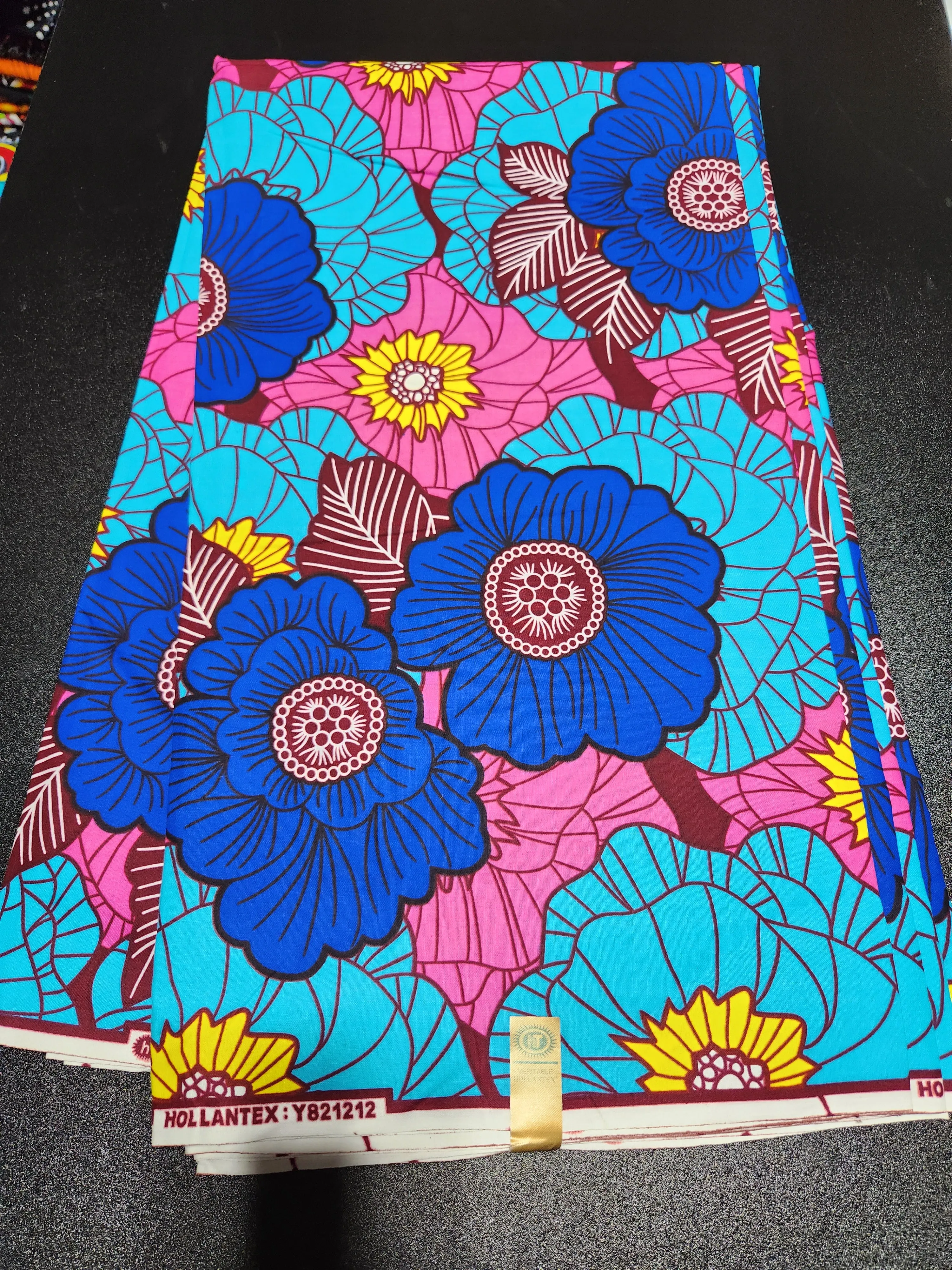 Blue and Pink Ankara Print Fabric