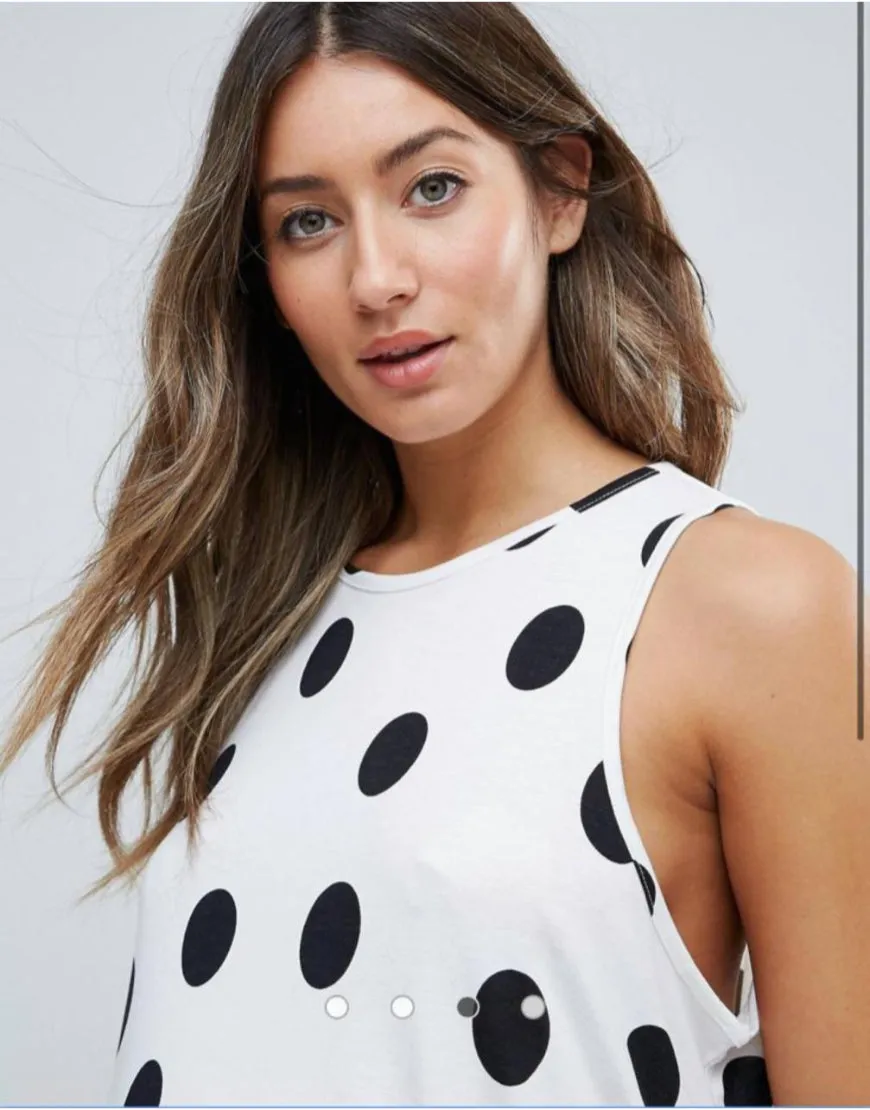 Boohoo Polka Dots Sleeveless Top in White