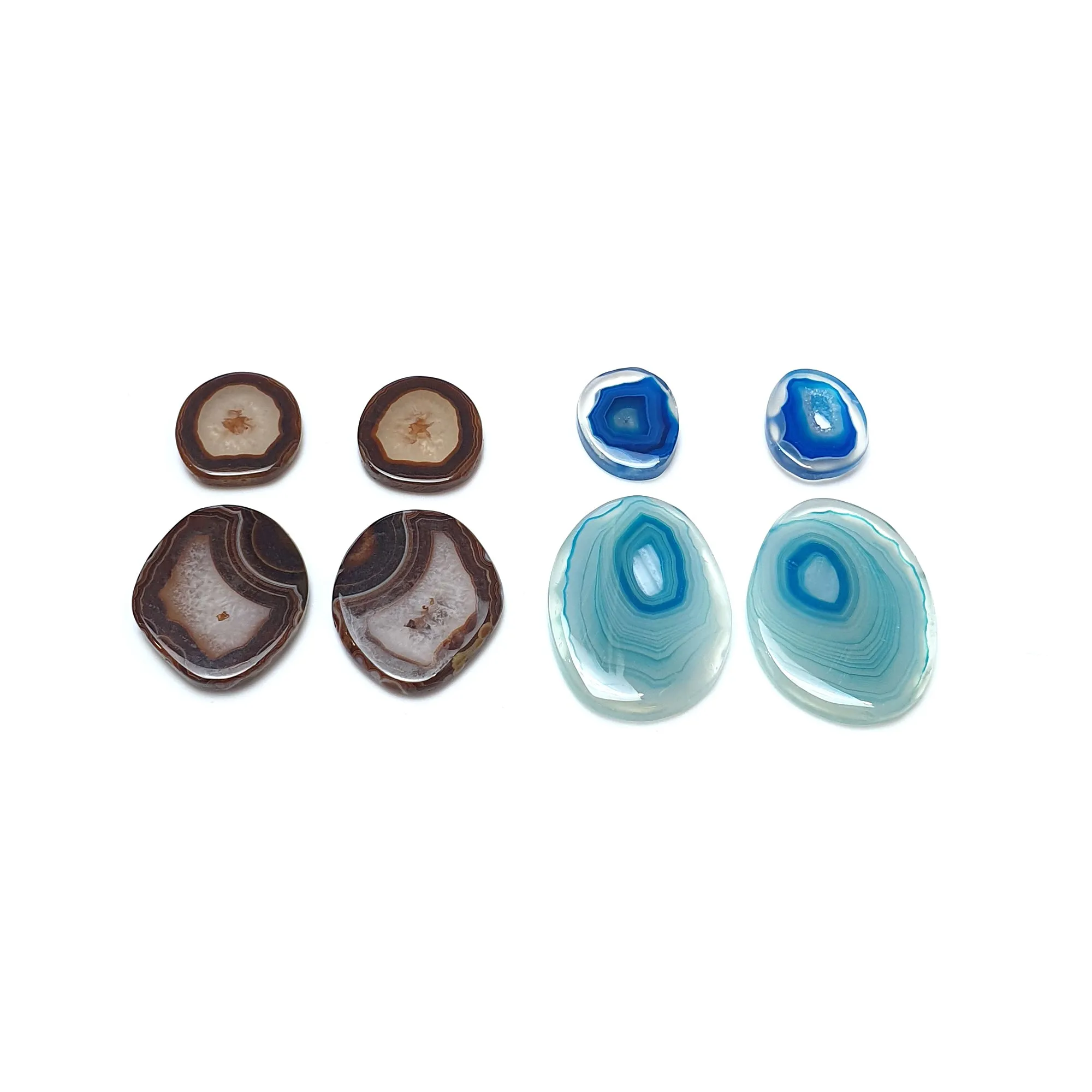 BOTSWANA AGATE Gemstone Cabochon : Natural Color Enhanced Bi-Color Agate Uneven Shape 8pcs Set