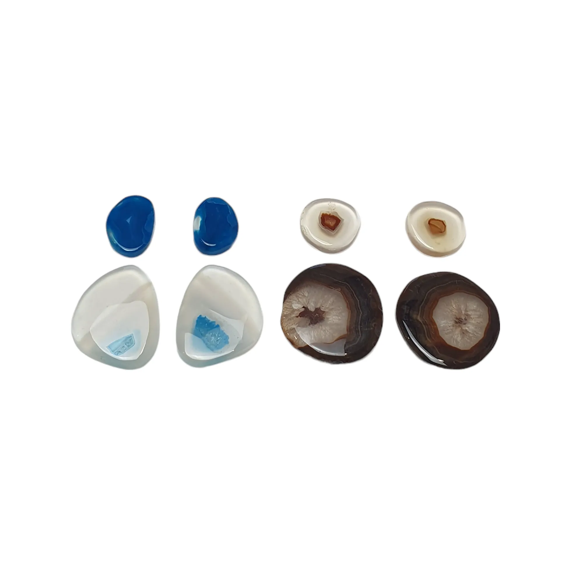 BOTSWANA AGATE Gemstone Cabochon : Natural Color Enhanced Bi-Color Agate Uneven Shape 8pcs Set