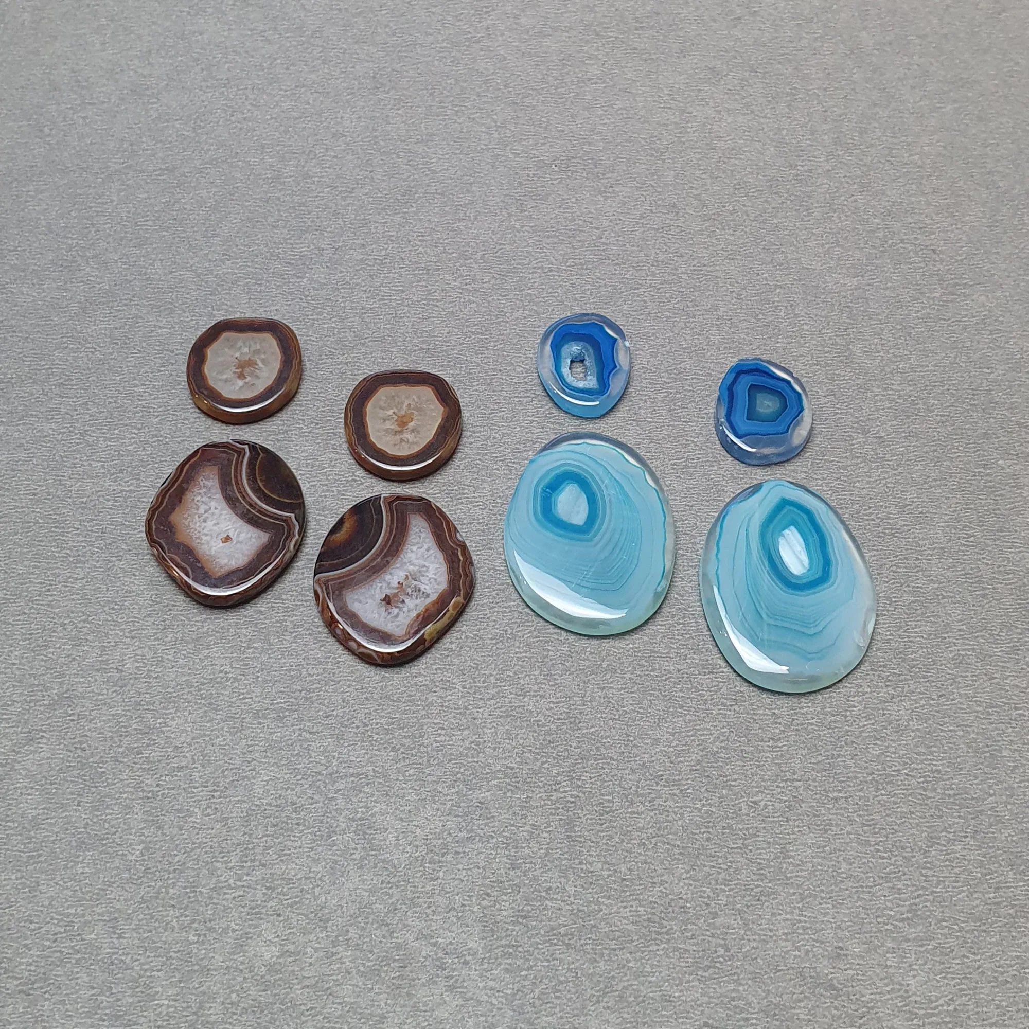 BOTSWANA AGATE Gemstone Cabochon : Natural Color Enhanced Bi-Color Agate Uneven Shape 8pcs Set