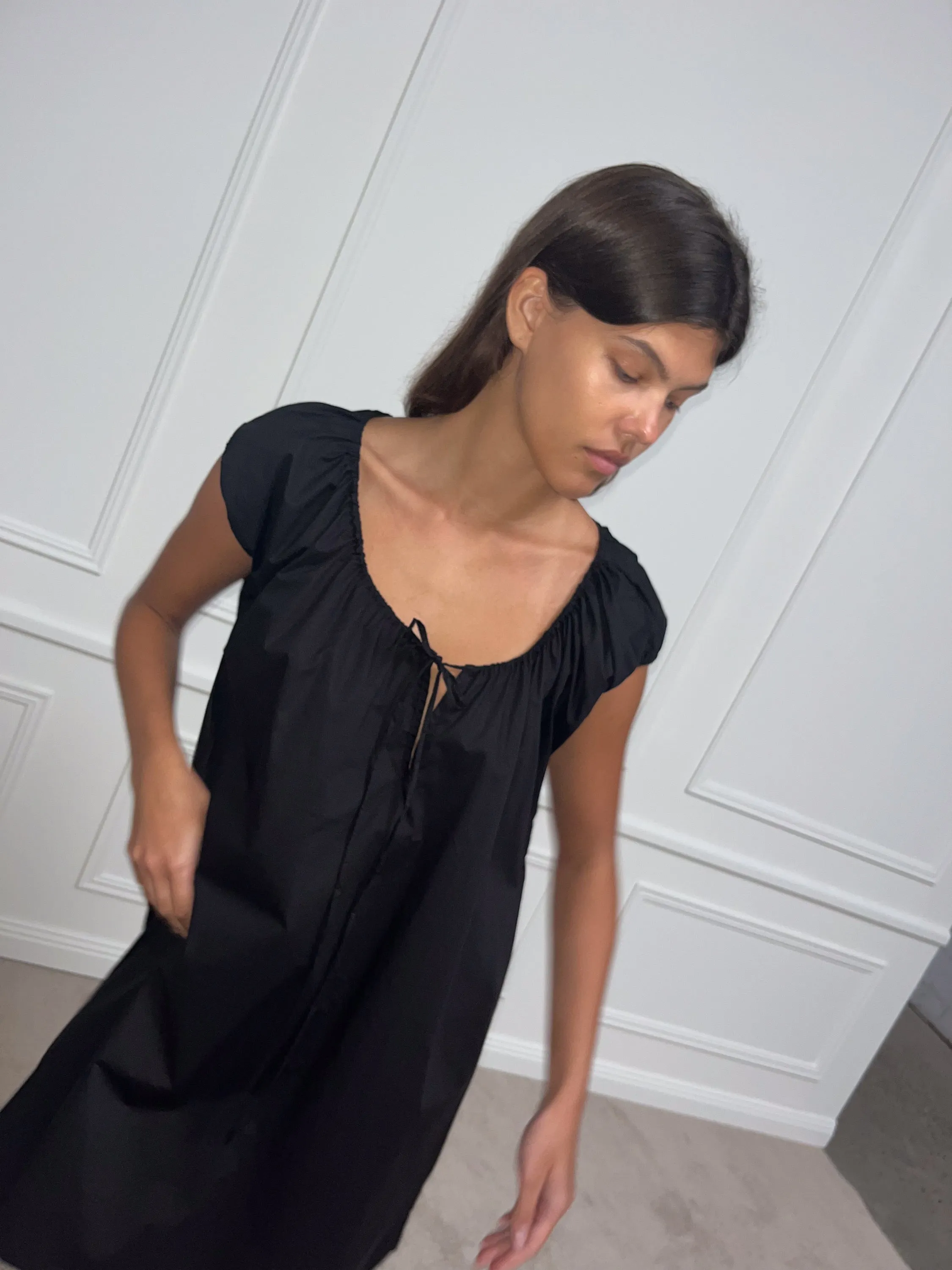 Capped Sleeve Dress - Black