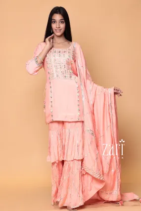 Cotton Silk Sharara Suit with Gota work.