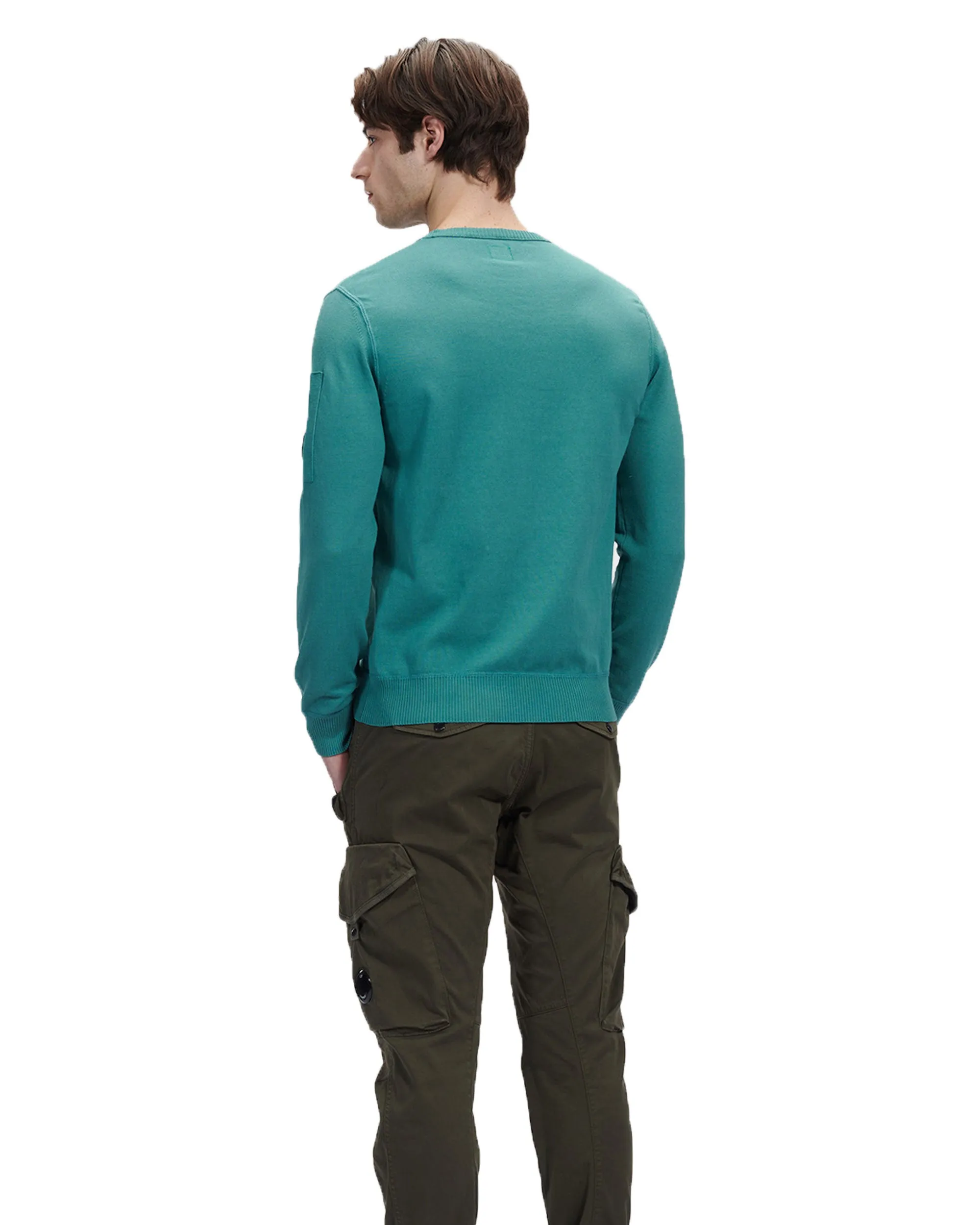 CP Company Cotton Crepe Crew Neck Knit Frosty Spruce