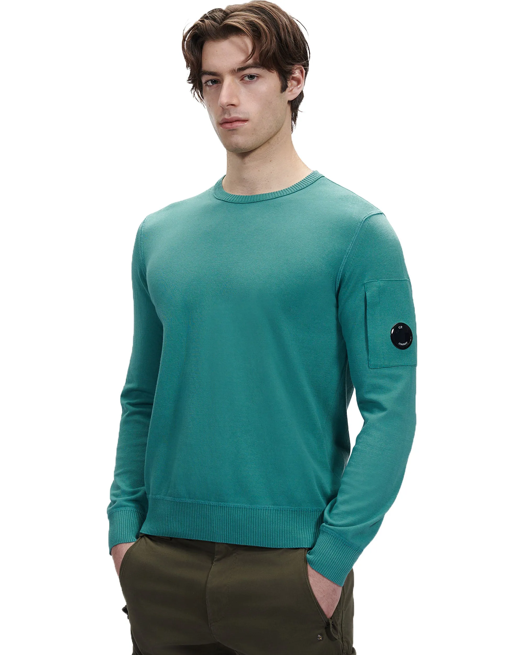 CP Company Cotton Crepe Crew Neck Knit Frosty Spruce