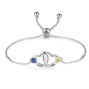 Customized Birthstone Double Cordate Bracelet For Women