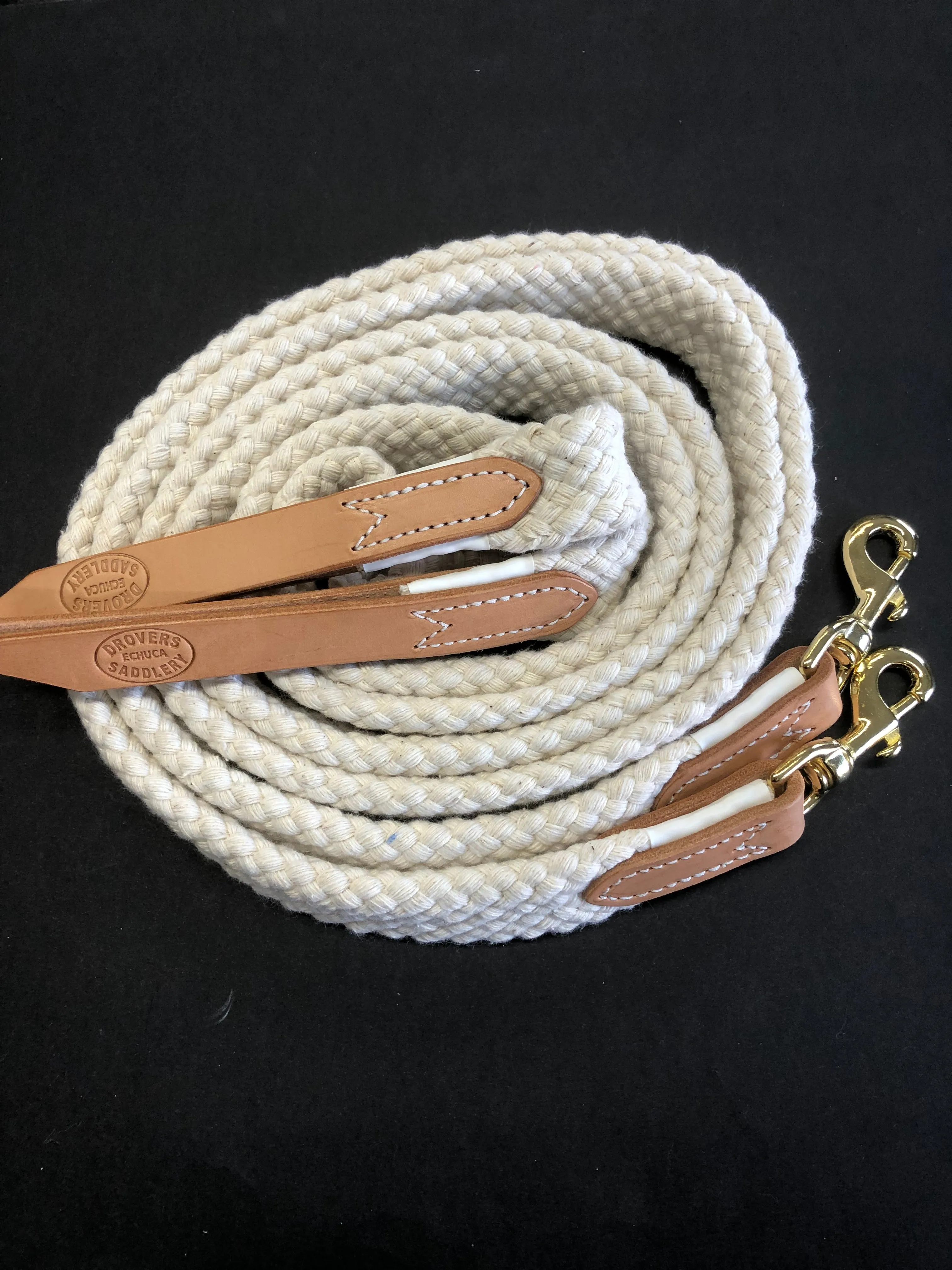 Drovers Saddlery Made Cotton Reins Split