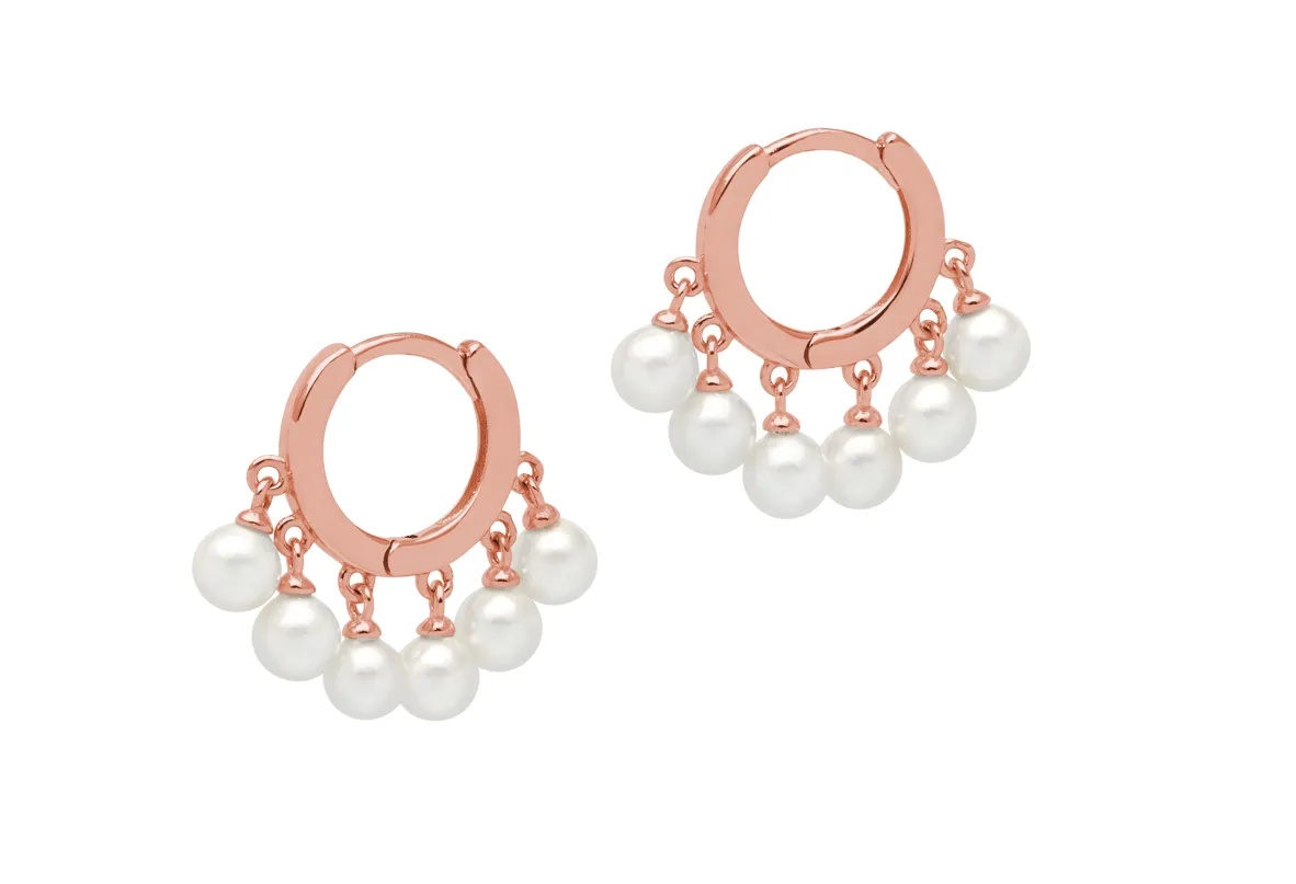 Freshwater Pearl Huggies - Rose gold