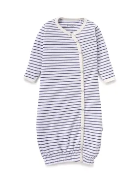 Full sleeve black stripes in white sleeping gown for baby