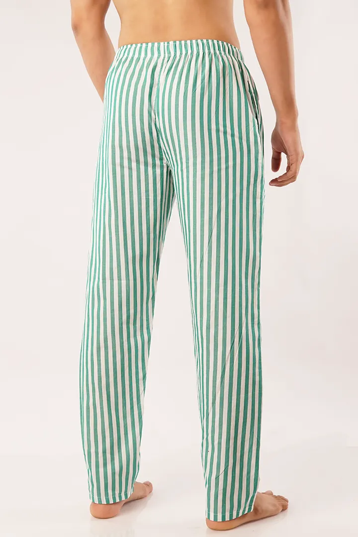 Green Striped Woven Pajama