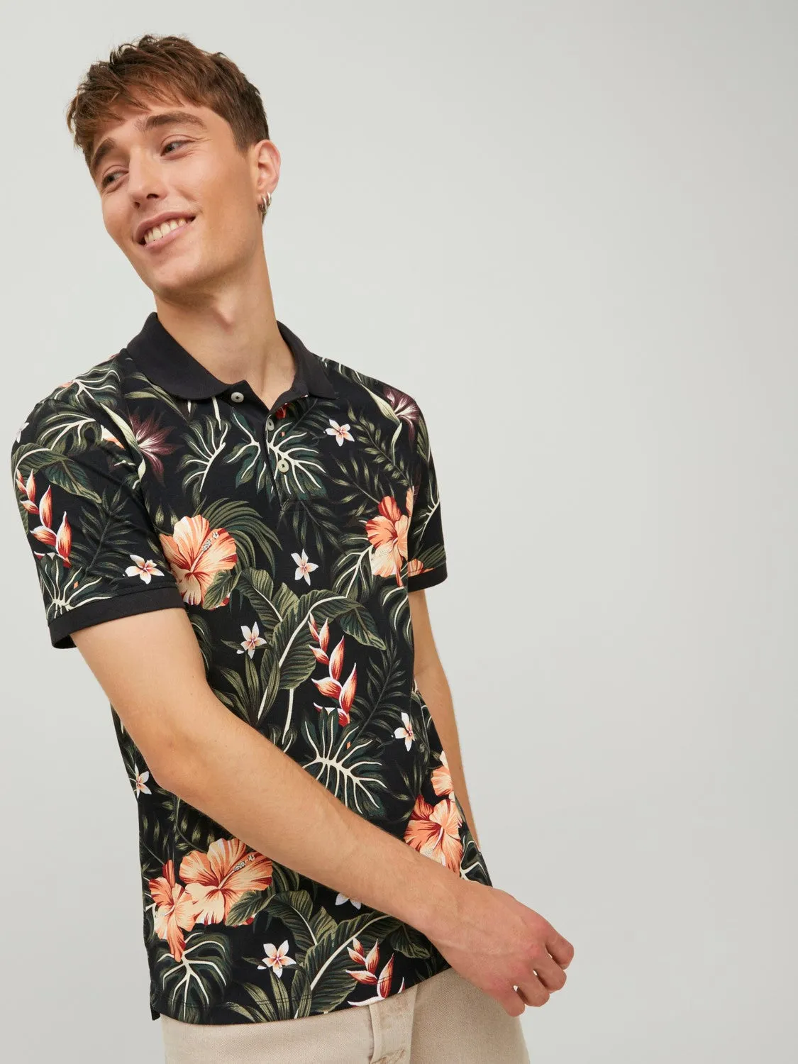 Jack & Jones Men's TROPICANA Hawaiian Polo Shirt