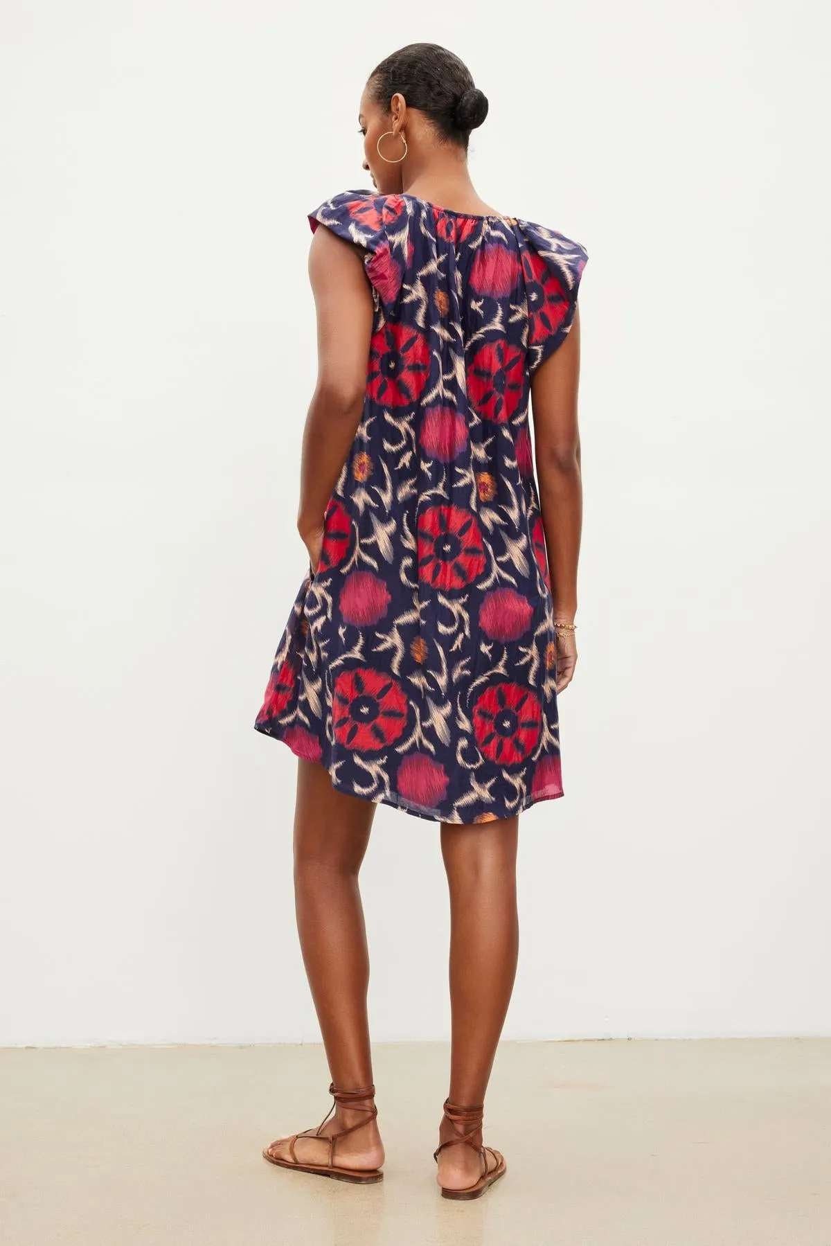 JENNA PRINTED SILK COTTON VOILE DRESS - VELVET