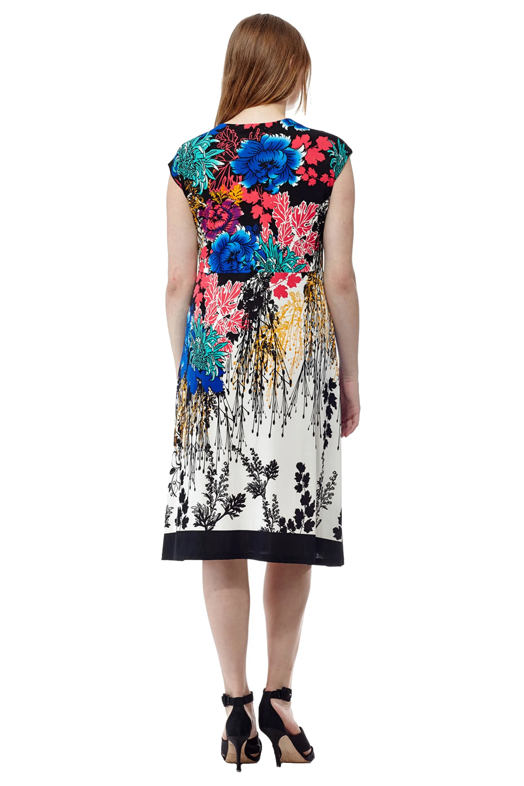 La Cera Multi Print Cross-Over Front Dress