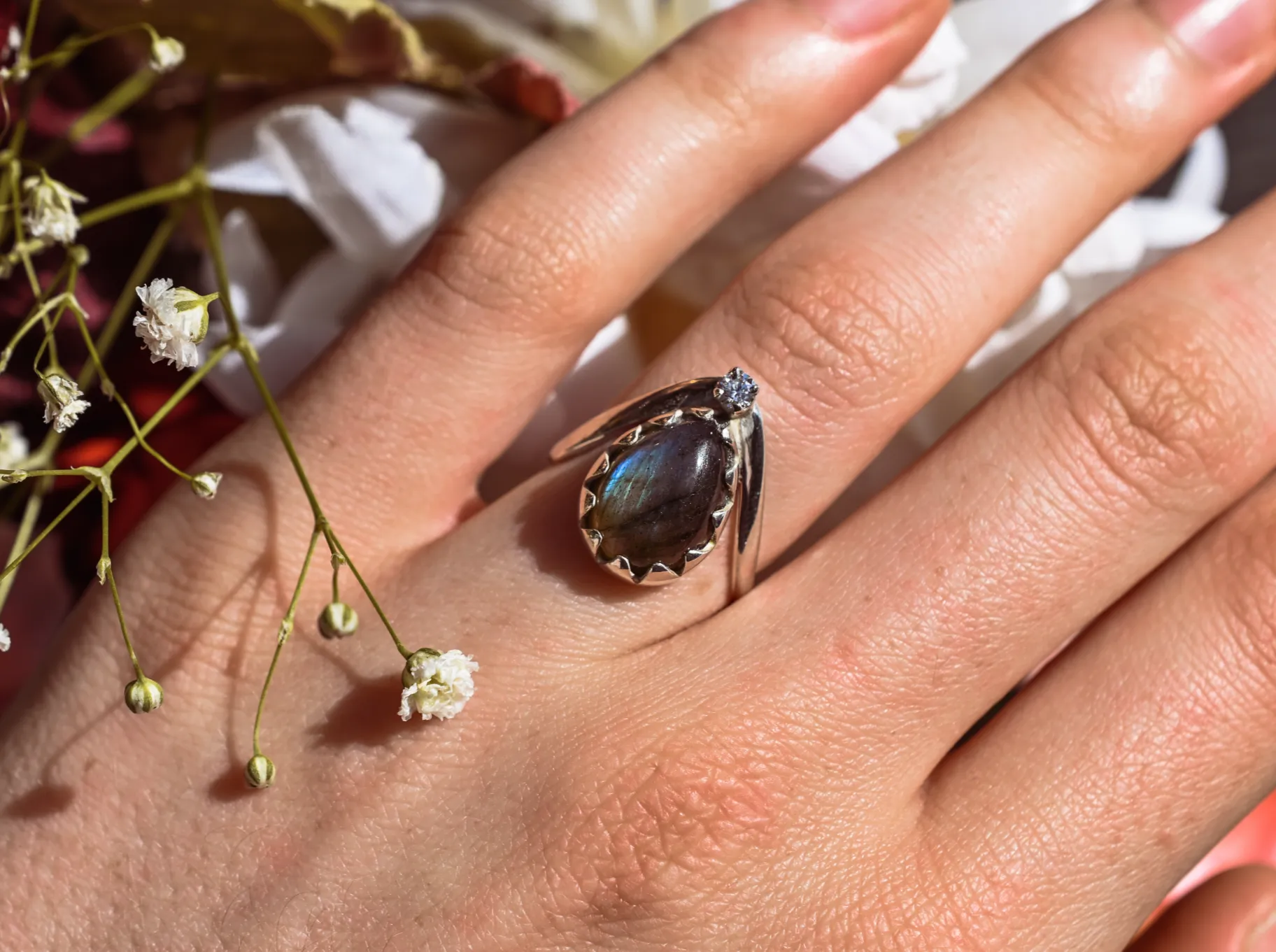 Labradorite Love Chevron Ring