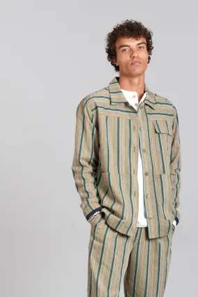 LANDON - Organic Cotton Jacket Green Stripe