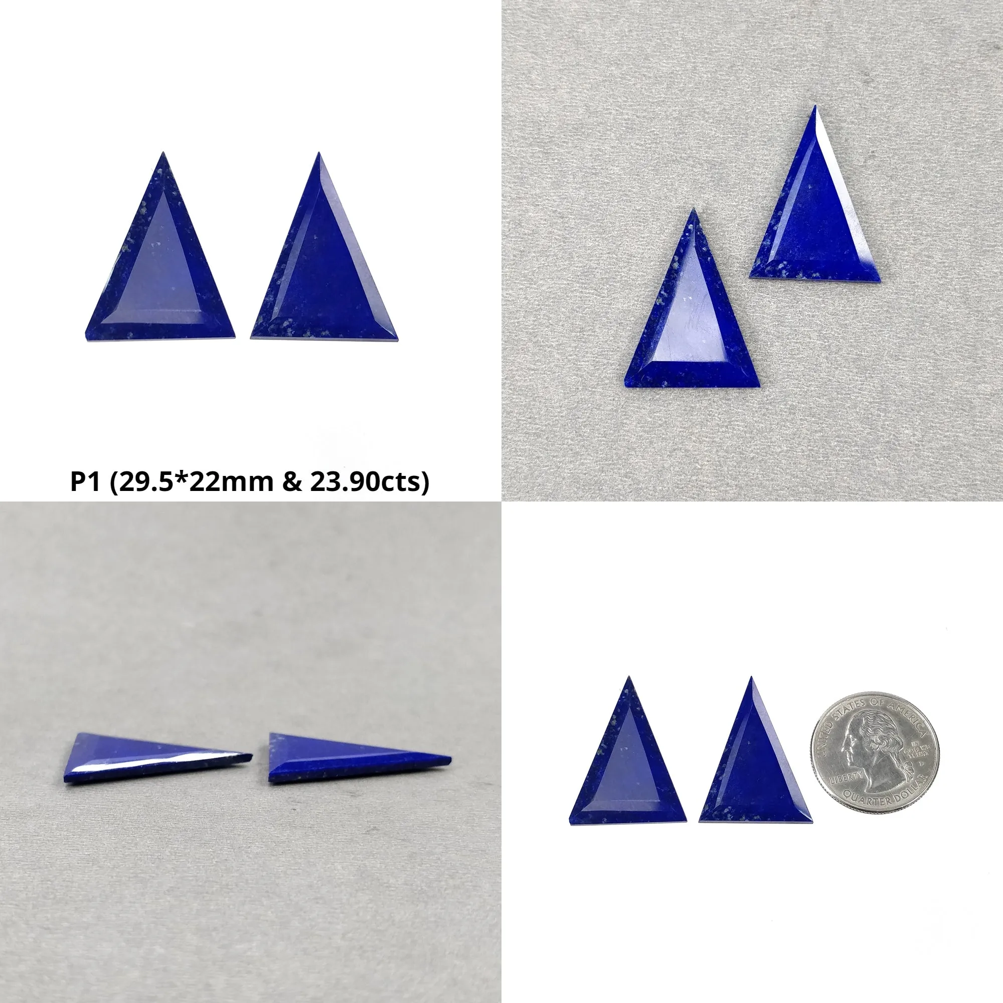 Lapis Lazuli Gemstone Normal Cut : Natural Untreated Unheated Blue Lapis Triangle Cushion & Uneven Shape