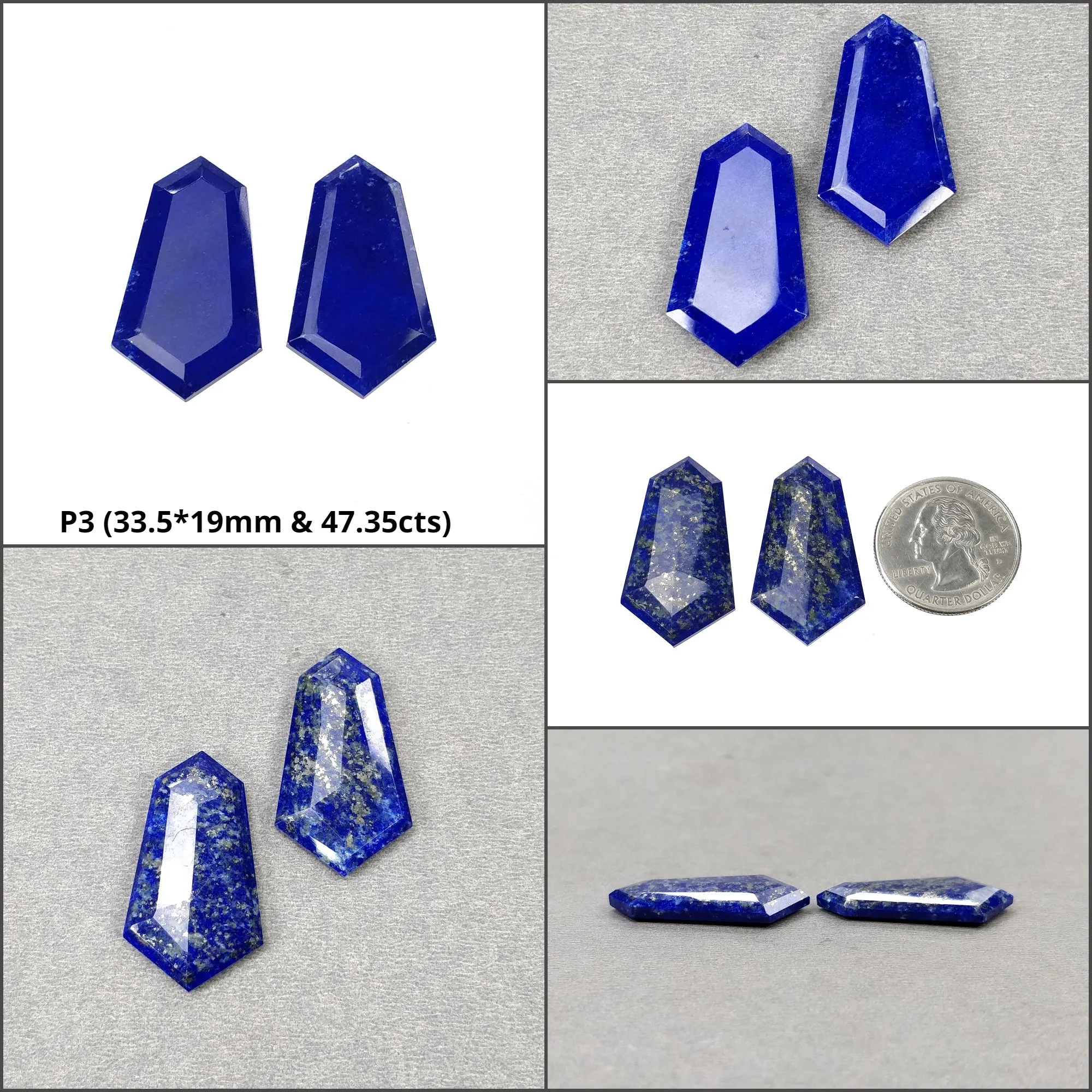 Lapis Lazuli Gemstone Normal Cut : Natural Untreated Unheated Blue Lapis Triangle Cushion & Uneven Shape